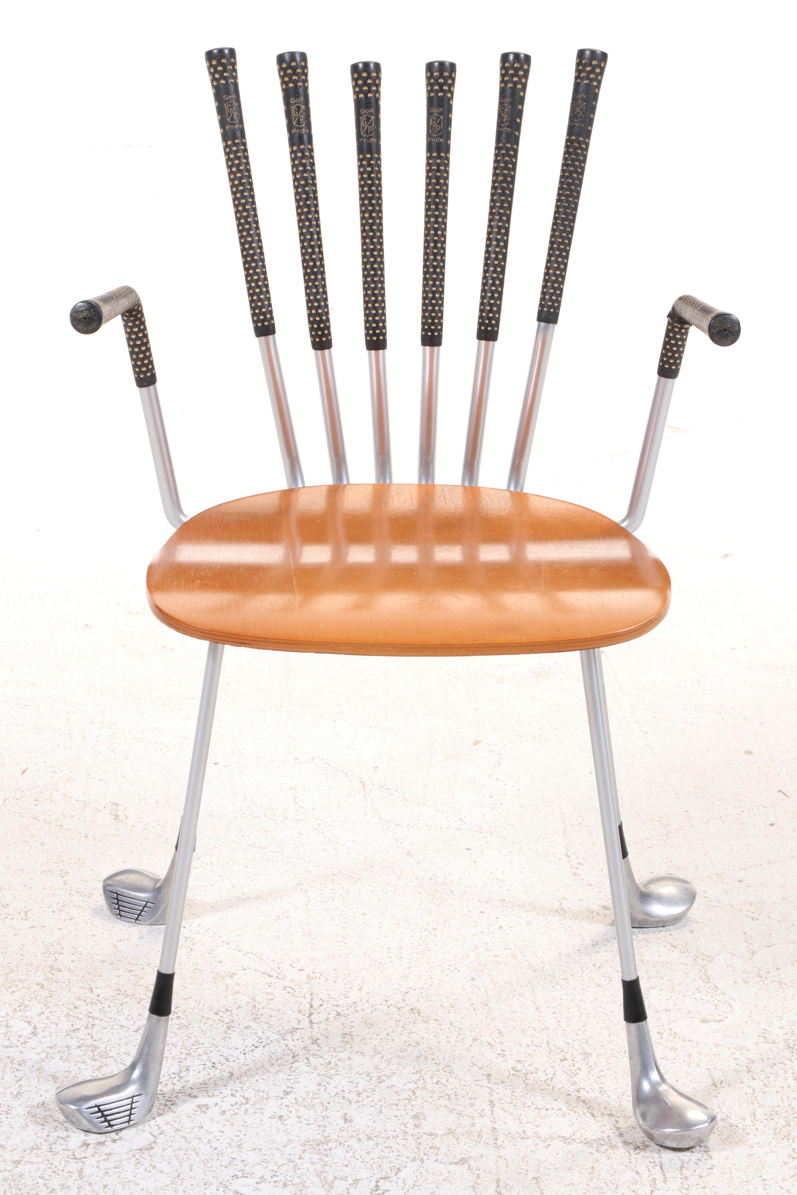 Clubhouse Design of Los Angeles Re-Purposed Golf Club Armchair and Side Table