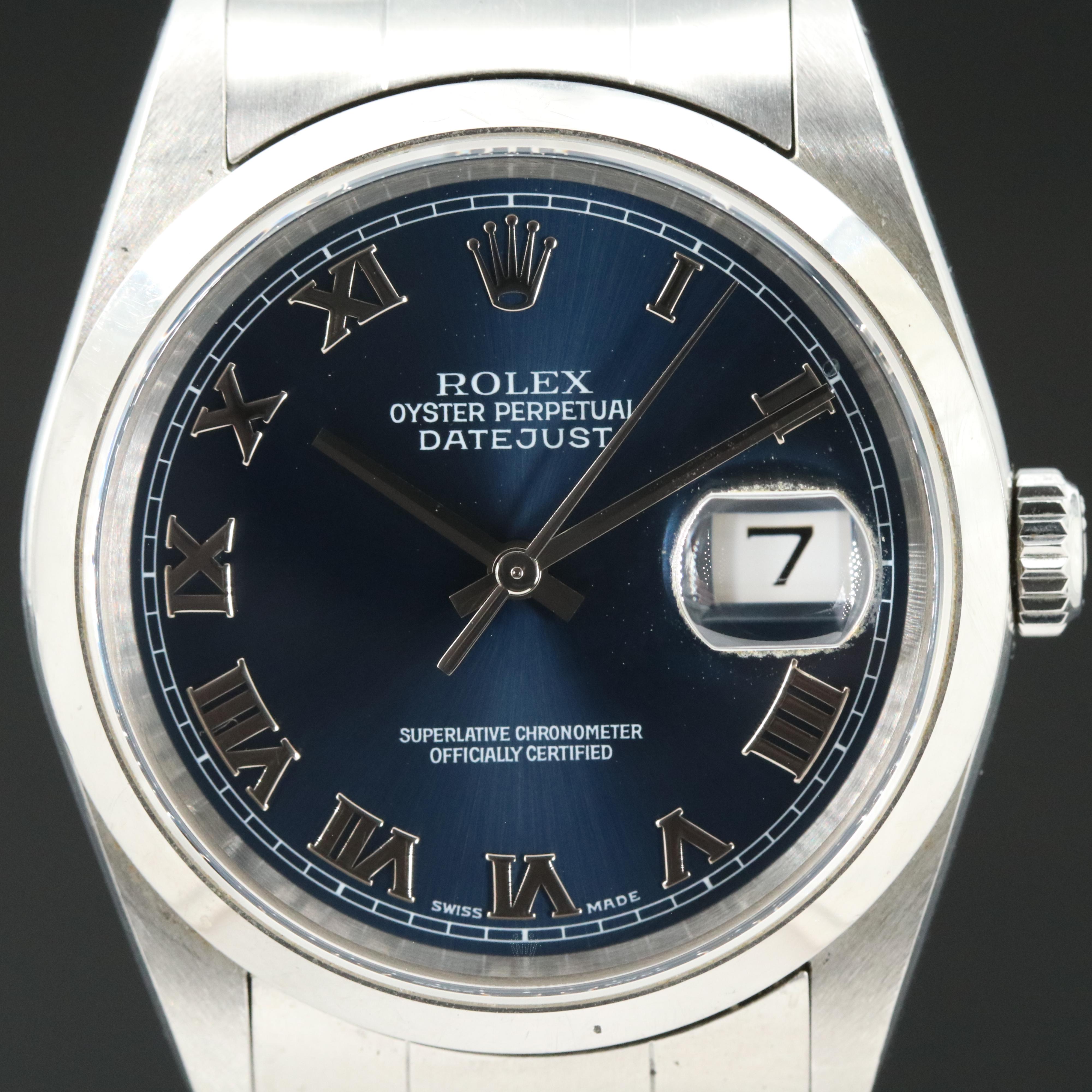 2004 - 2005 Rolex Blue Roman Dial Datejust Watch