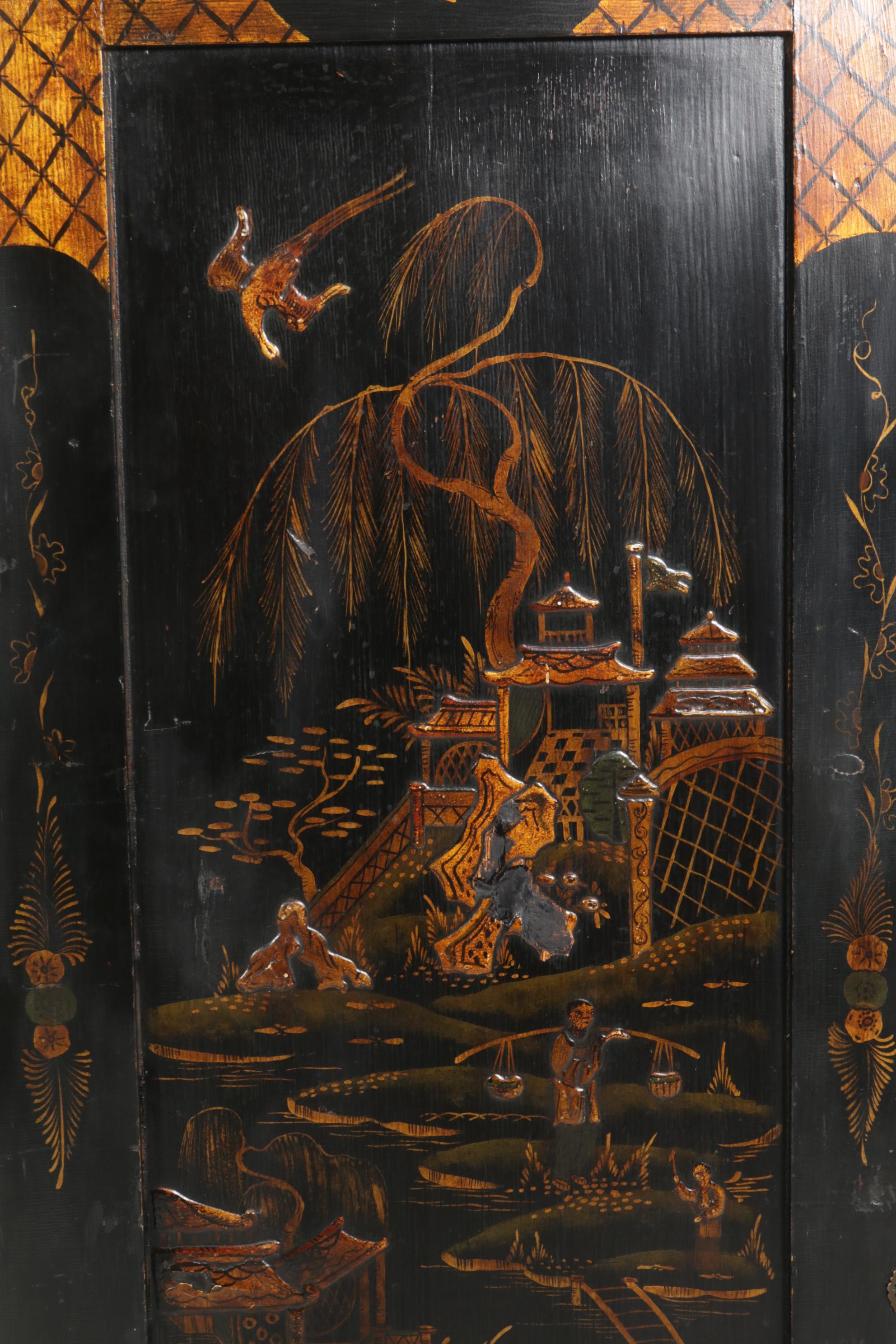 Chinese Lacquered and Paint-Decorated Wardrobe, Late 19th Century