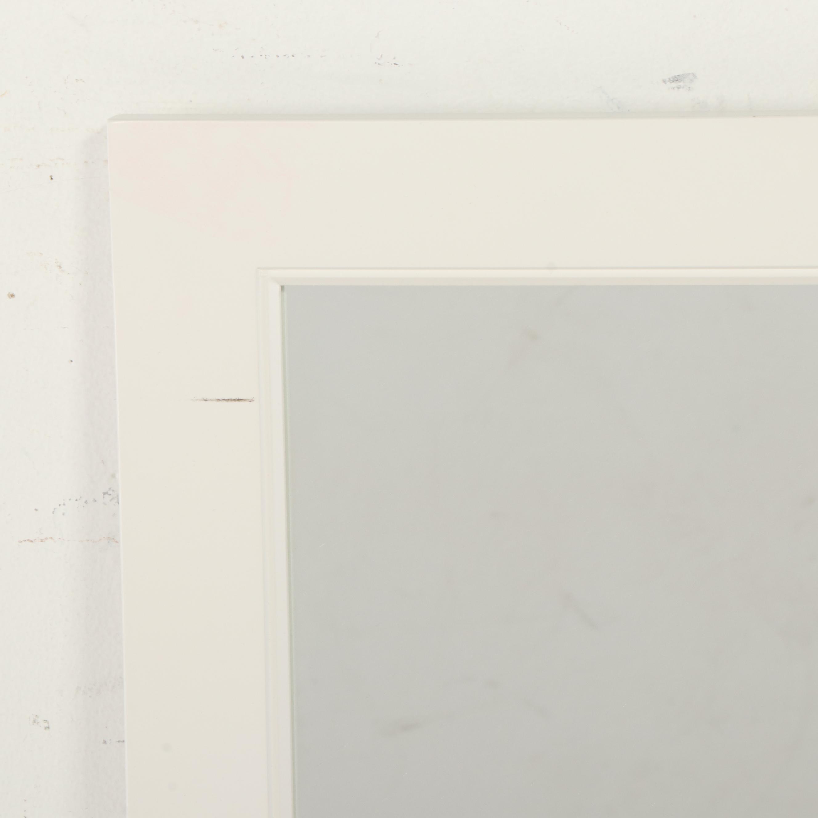 White Wooden Framed Wall Mirror