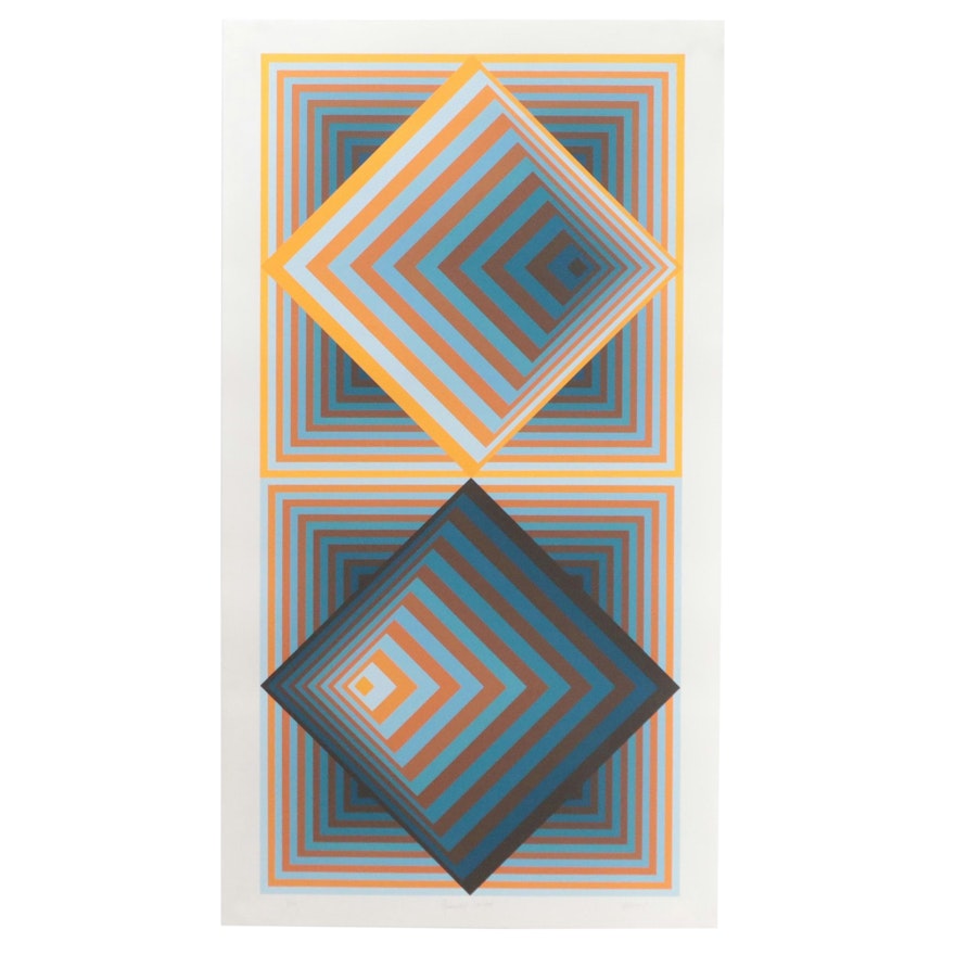 Jürgen Peters Op Art Serigraph "Pyramidal Contrast," 1981
