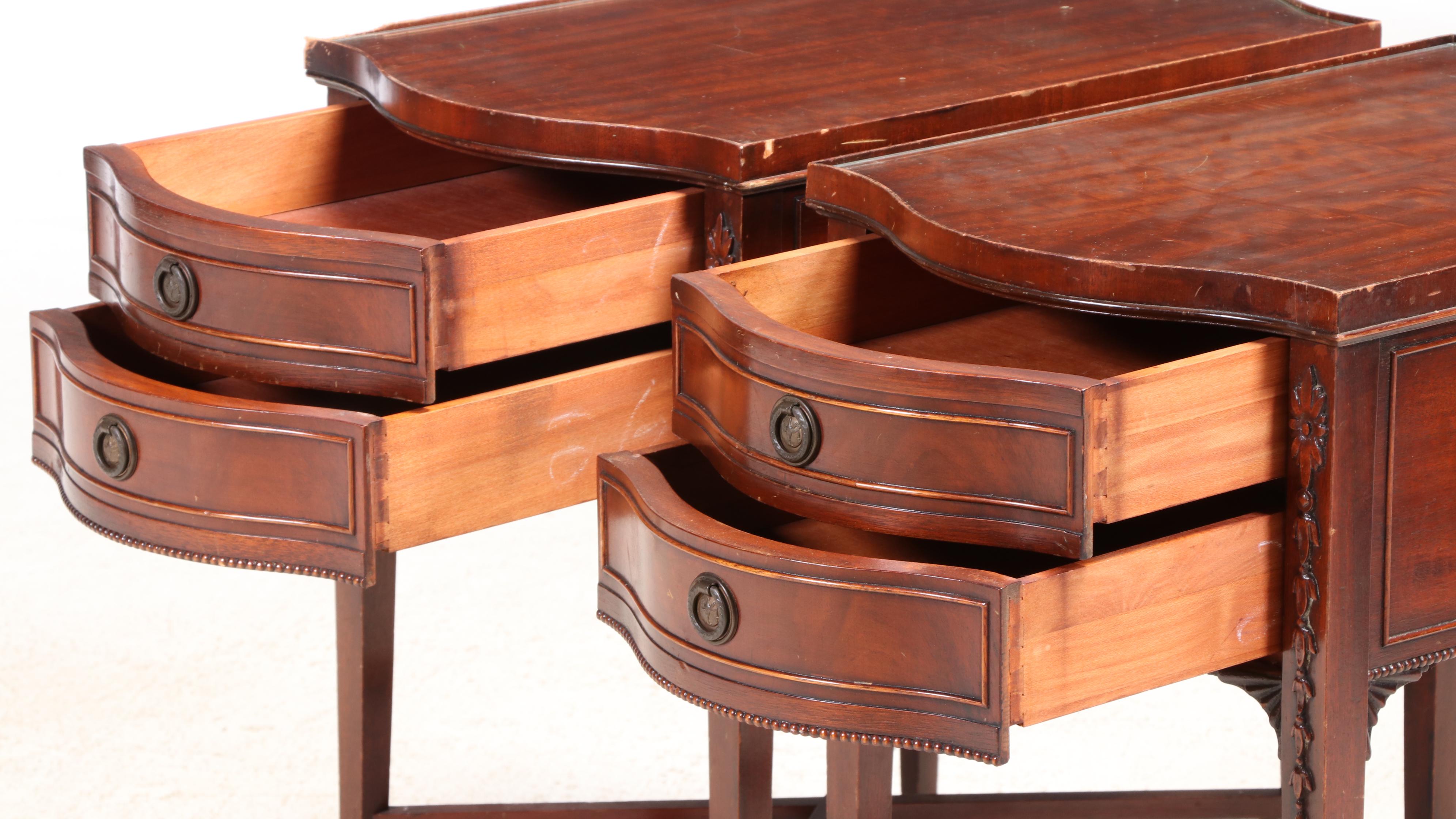 Pair of Imperial Furniture Federal Style Mahogany Two-Drawer Side Tables