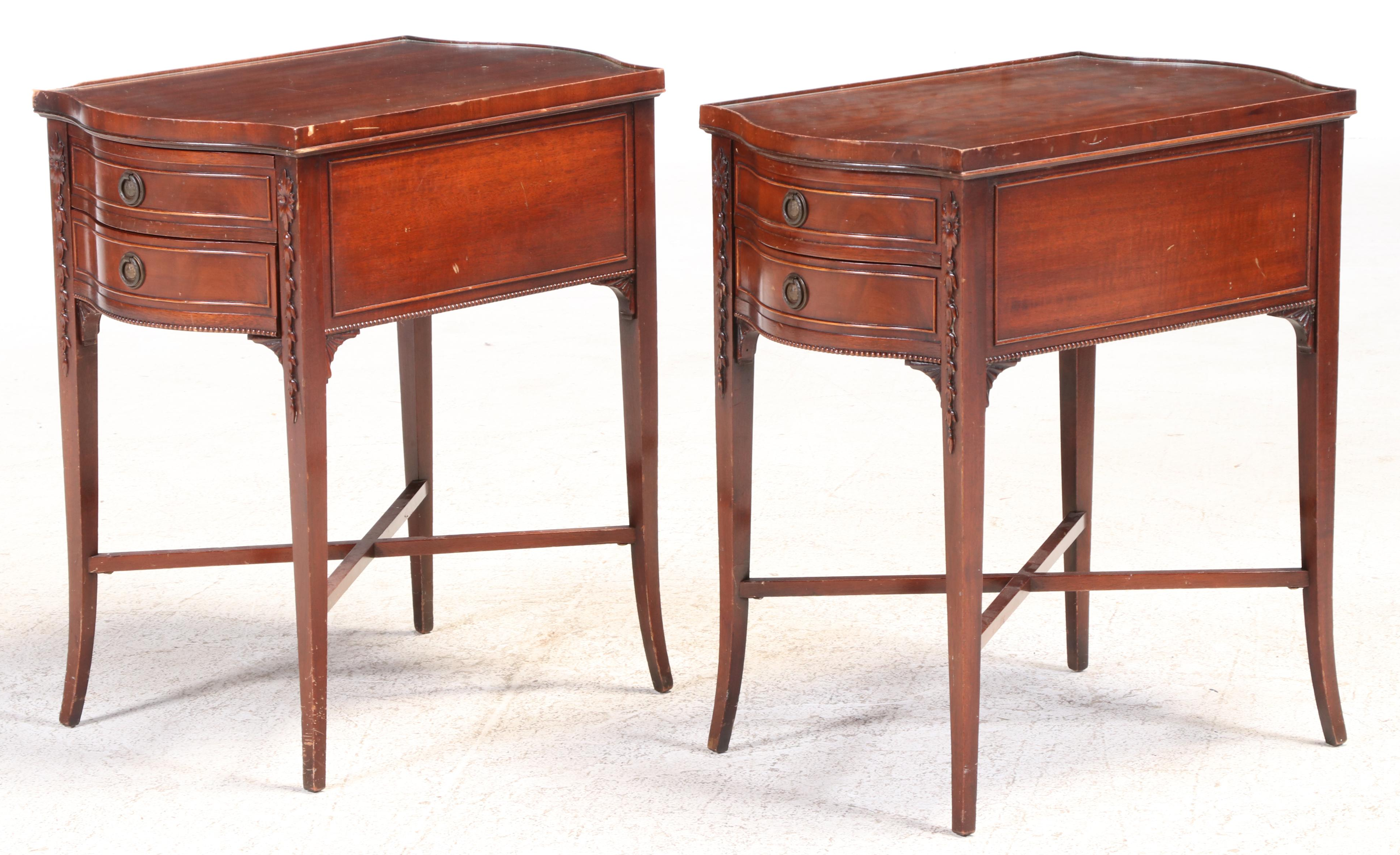 Pair of Imperial Furniture Federal Style Mahogany Two-Drawer Side Tables