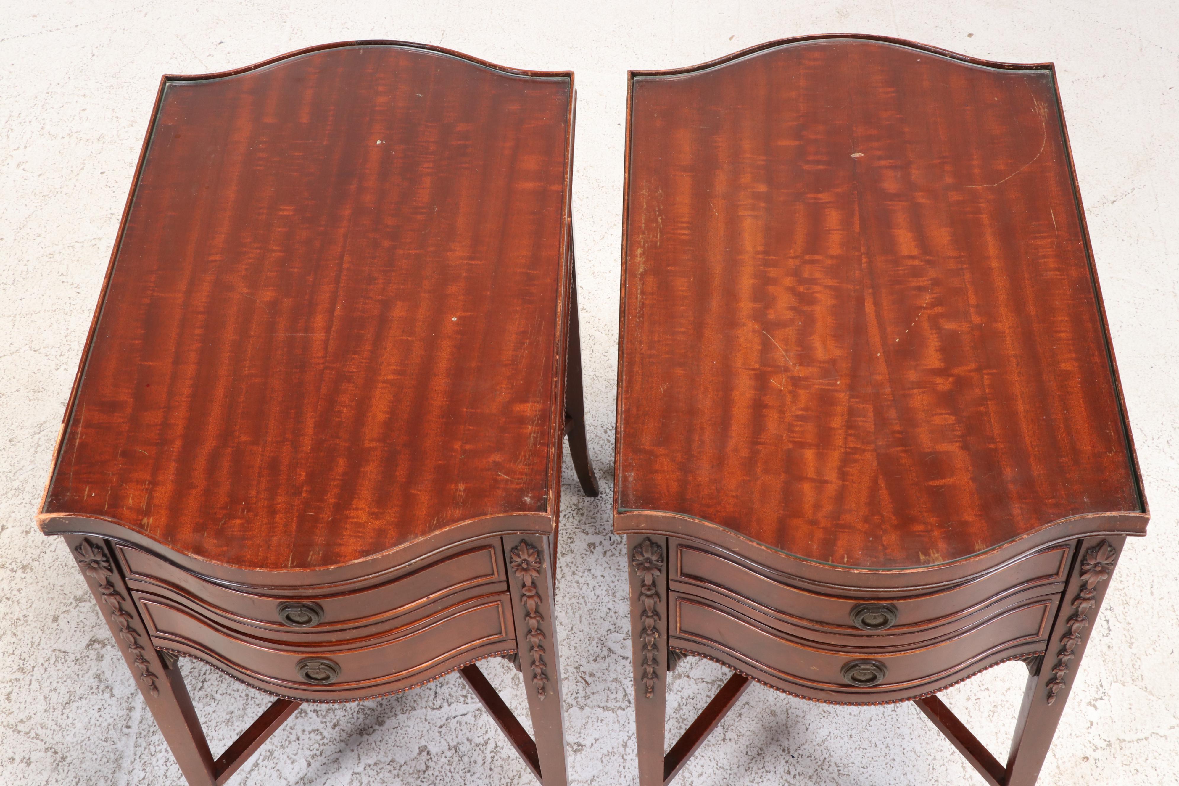 Pair of Imperial Furniture Federal Style Mahogany Two-Drawer Side Tables