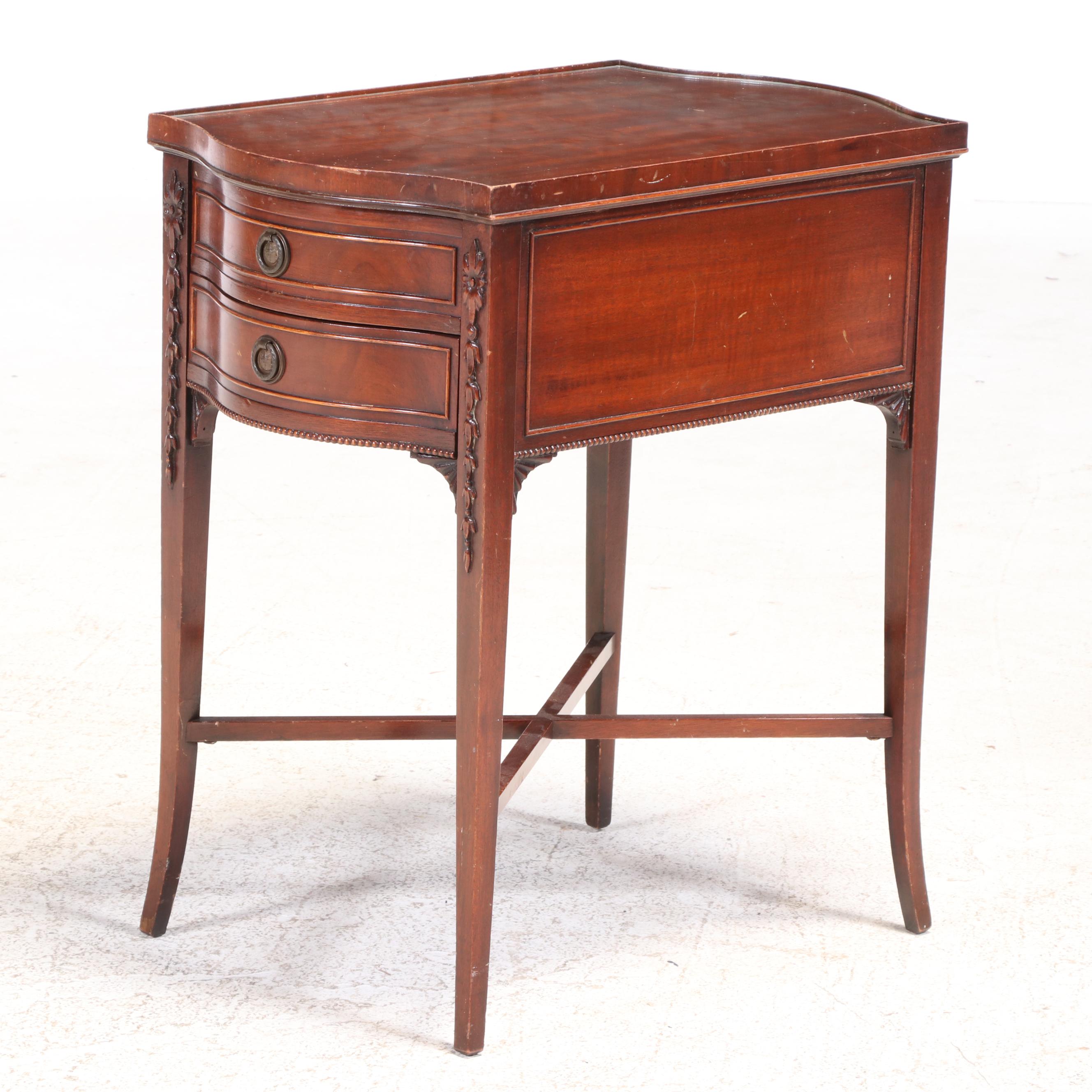 Pair of Imperial Furniture Federal Style Mahogany Two-Drawer Side Tables