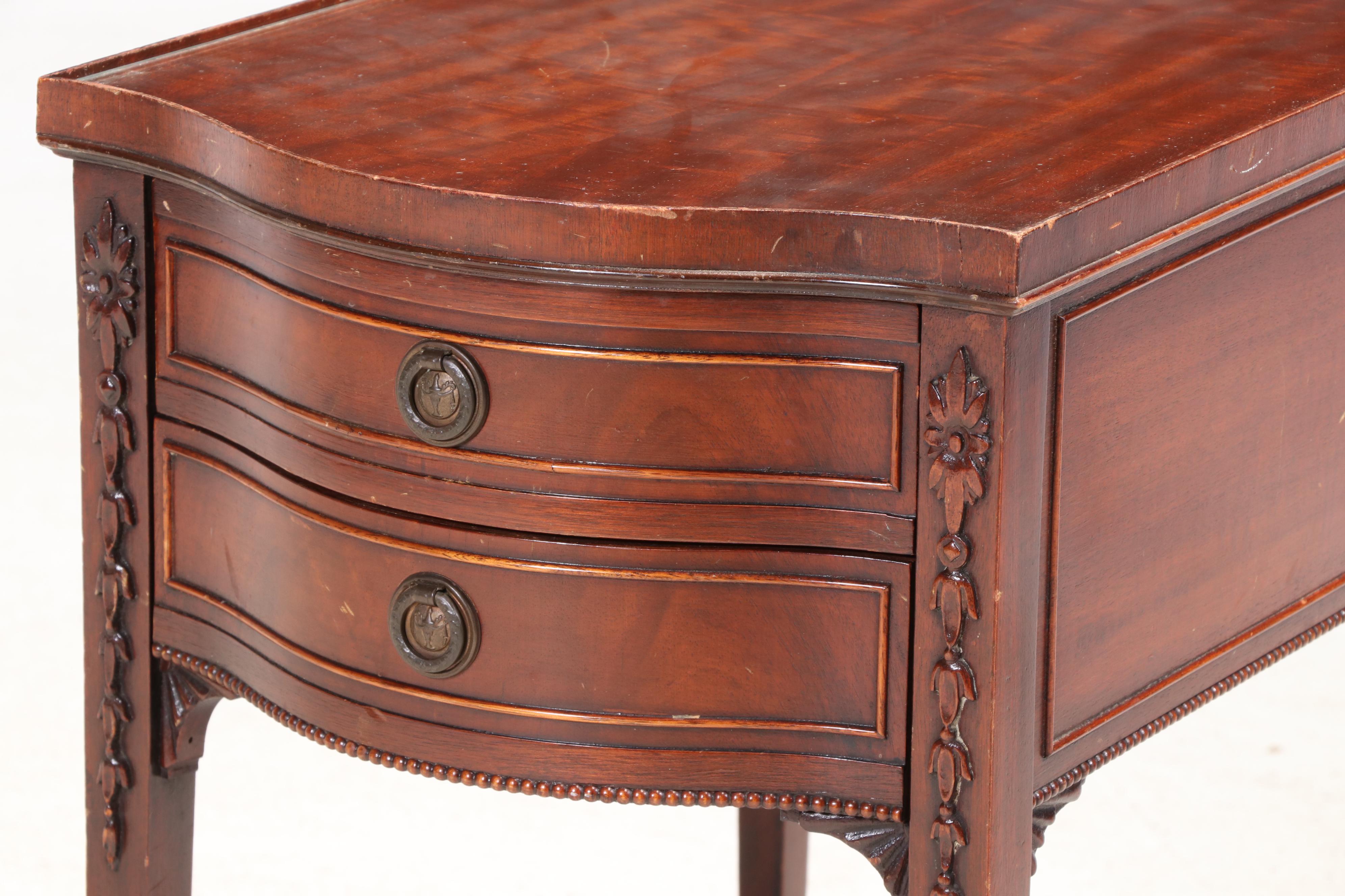 Pair of Imperial Furniture Federal Style Mahogany Two-Drawer Side Tables