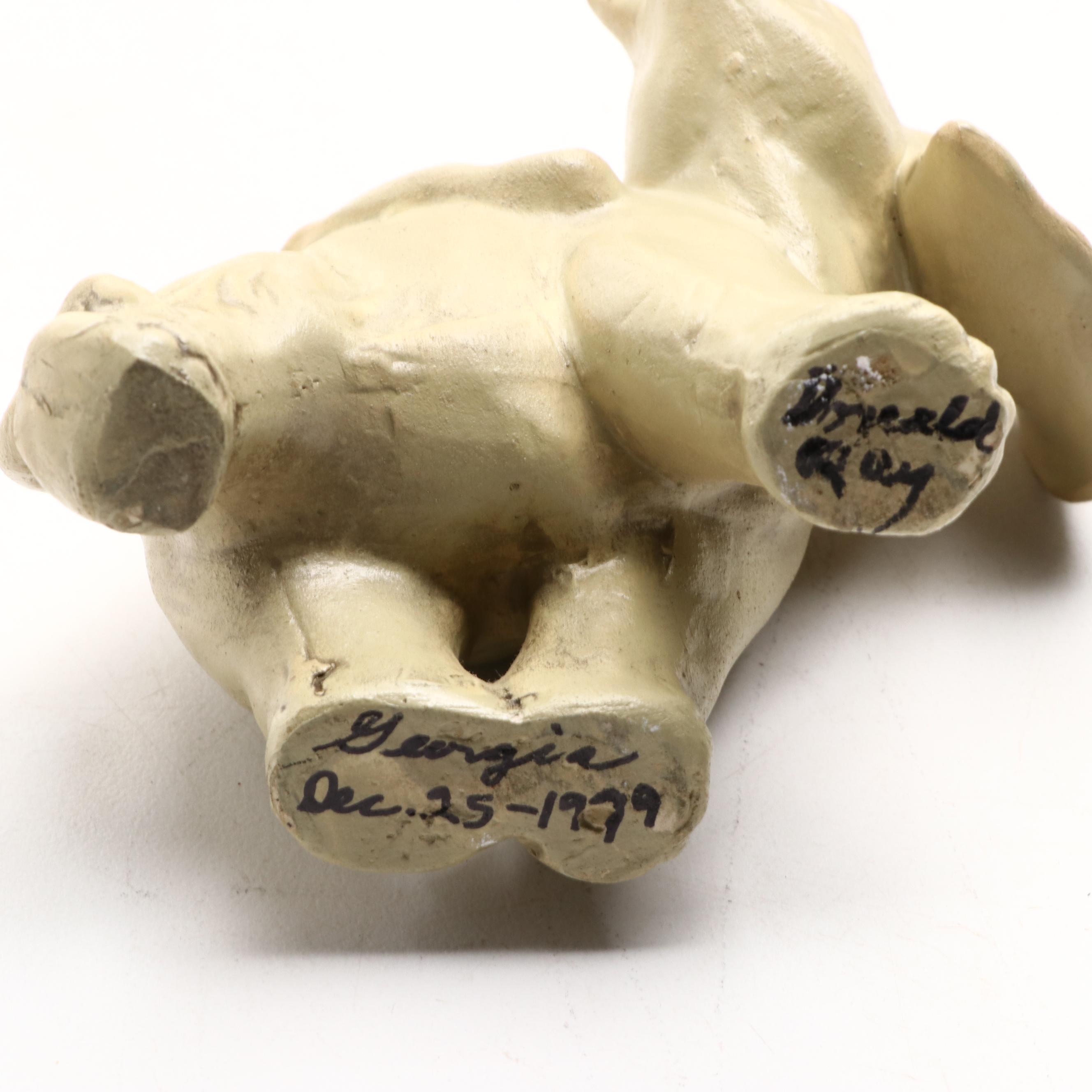 Cast Metal Elephant Wall Mount Key Rack with Ceramic and More Elephant Figurines