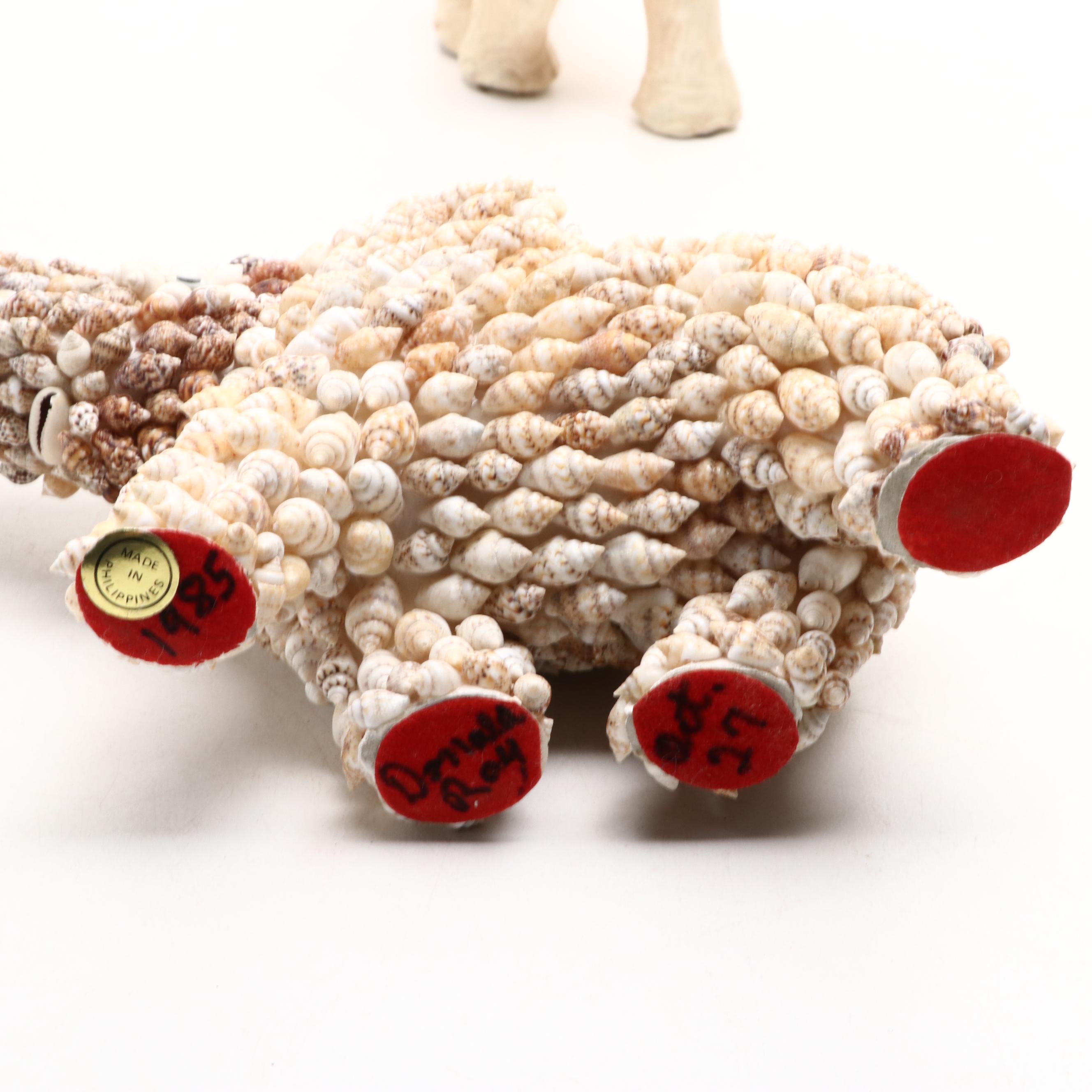 Cast Metal Elephant Wall Mount Key Rack with Ceramic and More Elephant Figurines