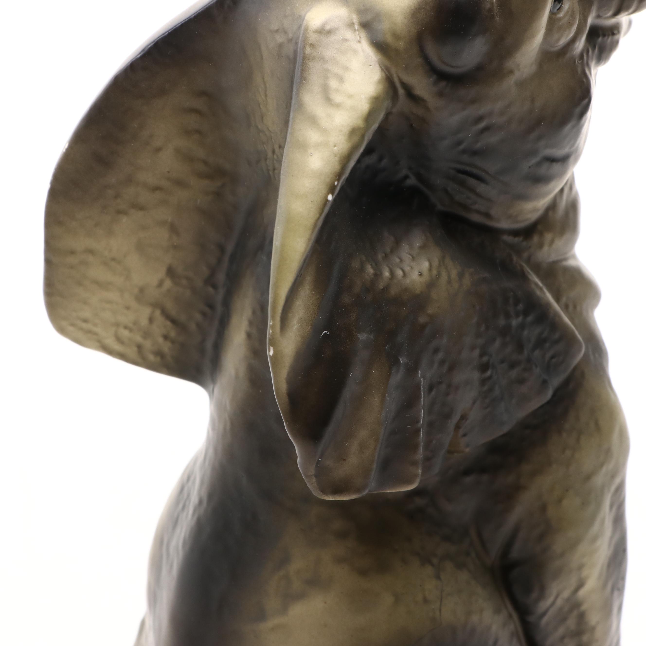 Cast Metal Elephant Wall Mount Key Rack with Ceramic and More Elephant Figurines