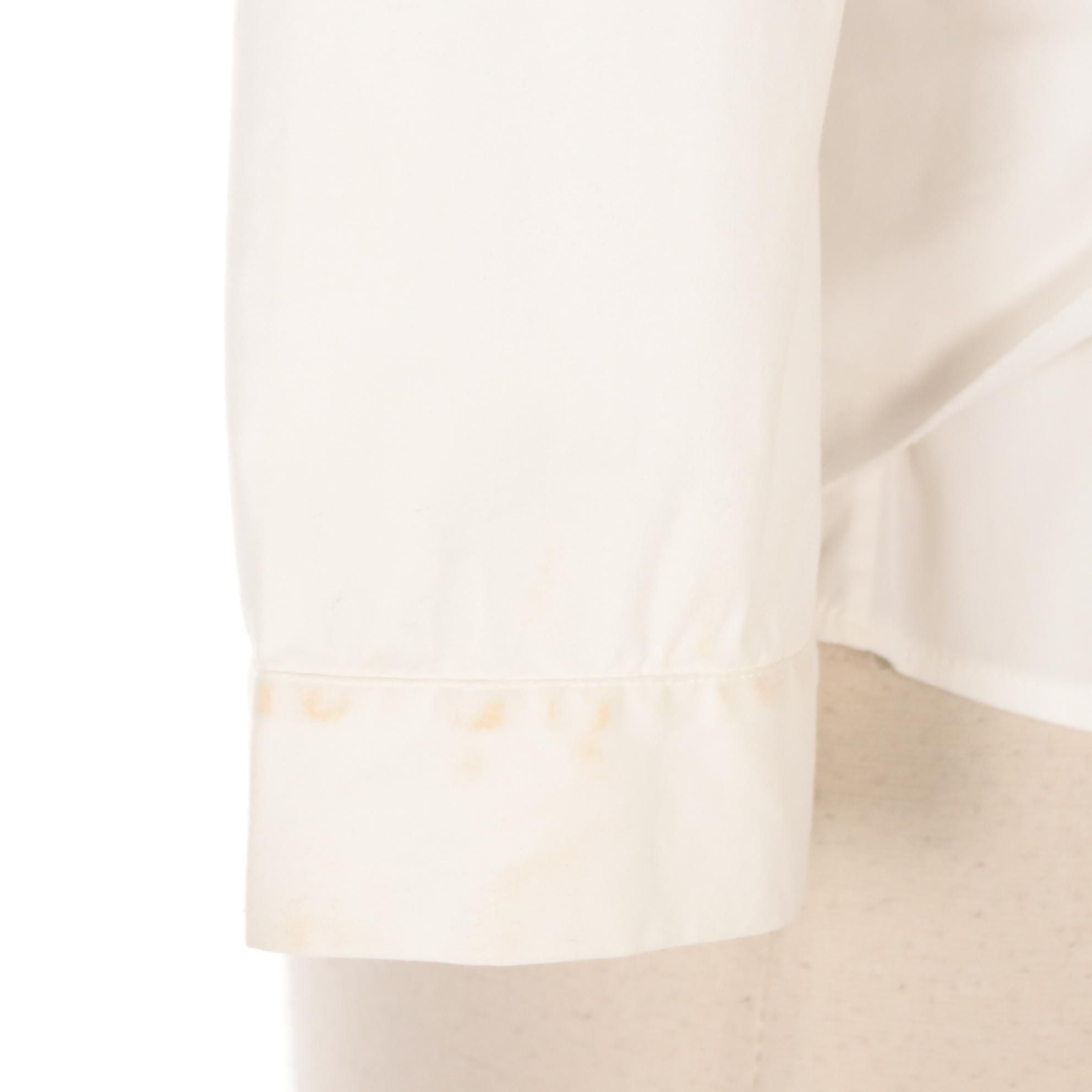 Prada White Cotton Twist Pleat Three-Quarter Sleeve Blouse