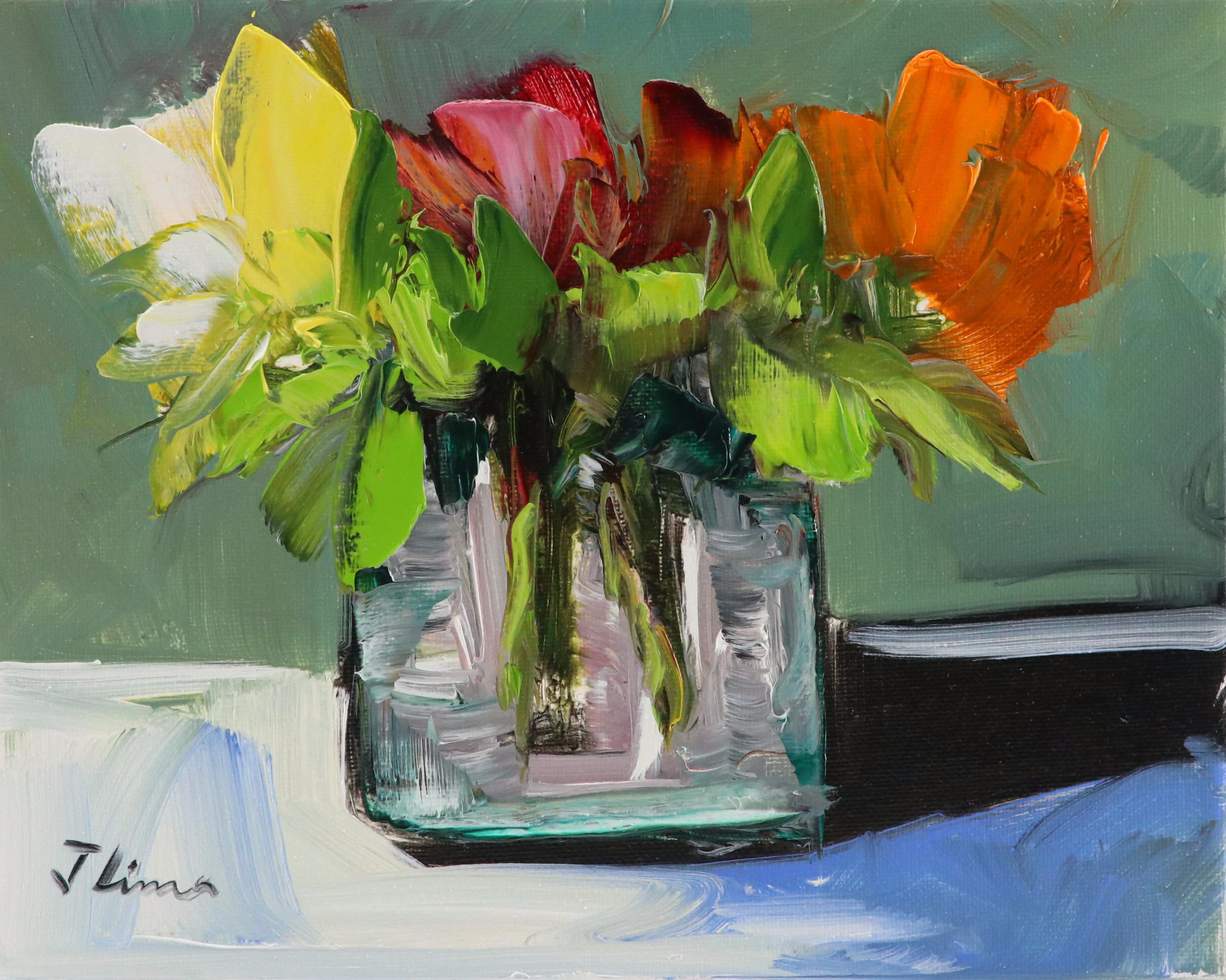 José M. Lima Floral Still Life Oil Painting, 2023