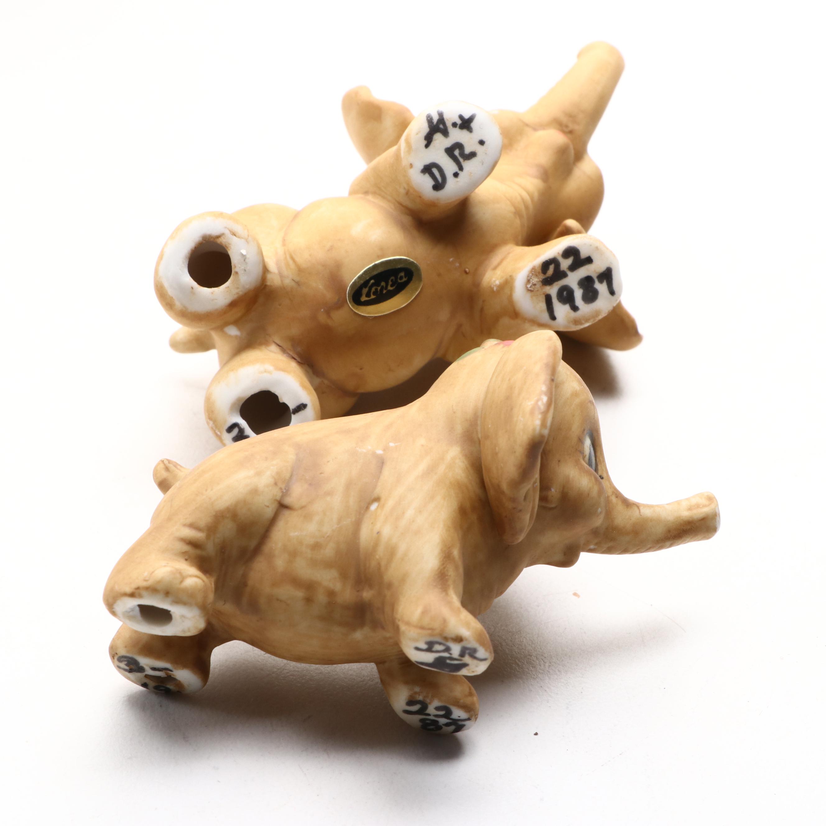 Ceramic Elephant Figurines and Shaker Sets