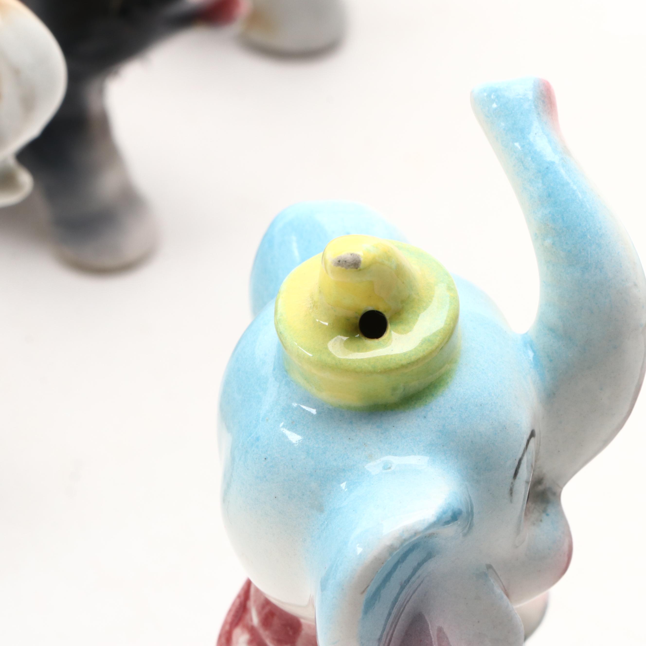 Ceramic Elephant Figurines and Shaker Sets