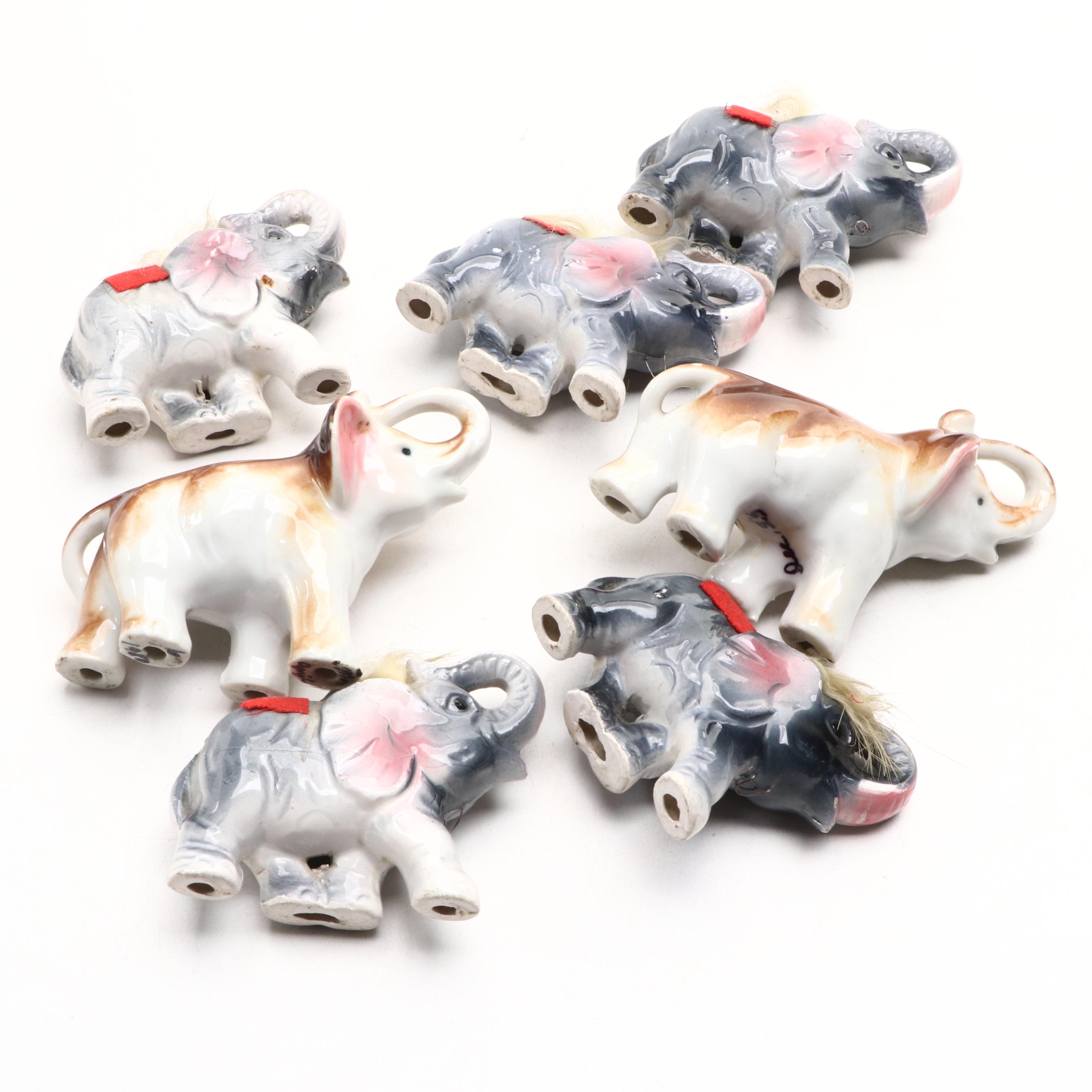 Ceramic Elephant Figurines and Shaker Sets