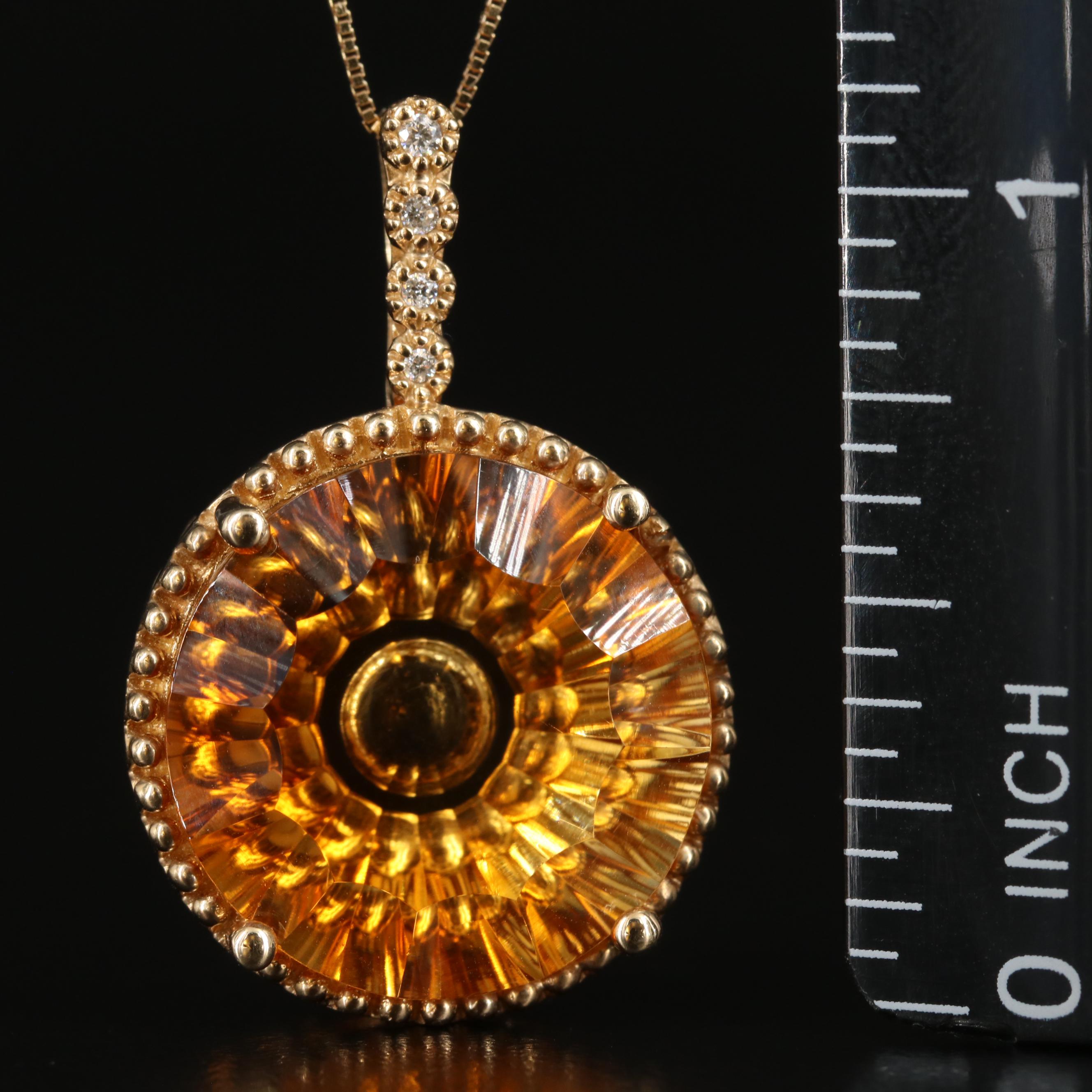 Cirari 14K Citrine and Diamond Pendant Necklace