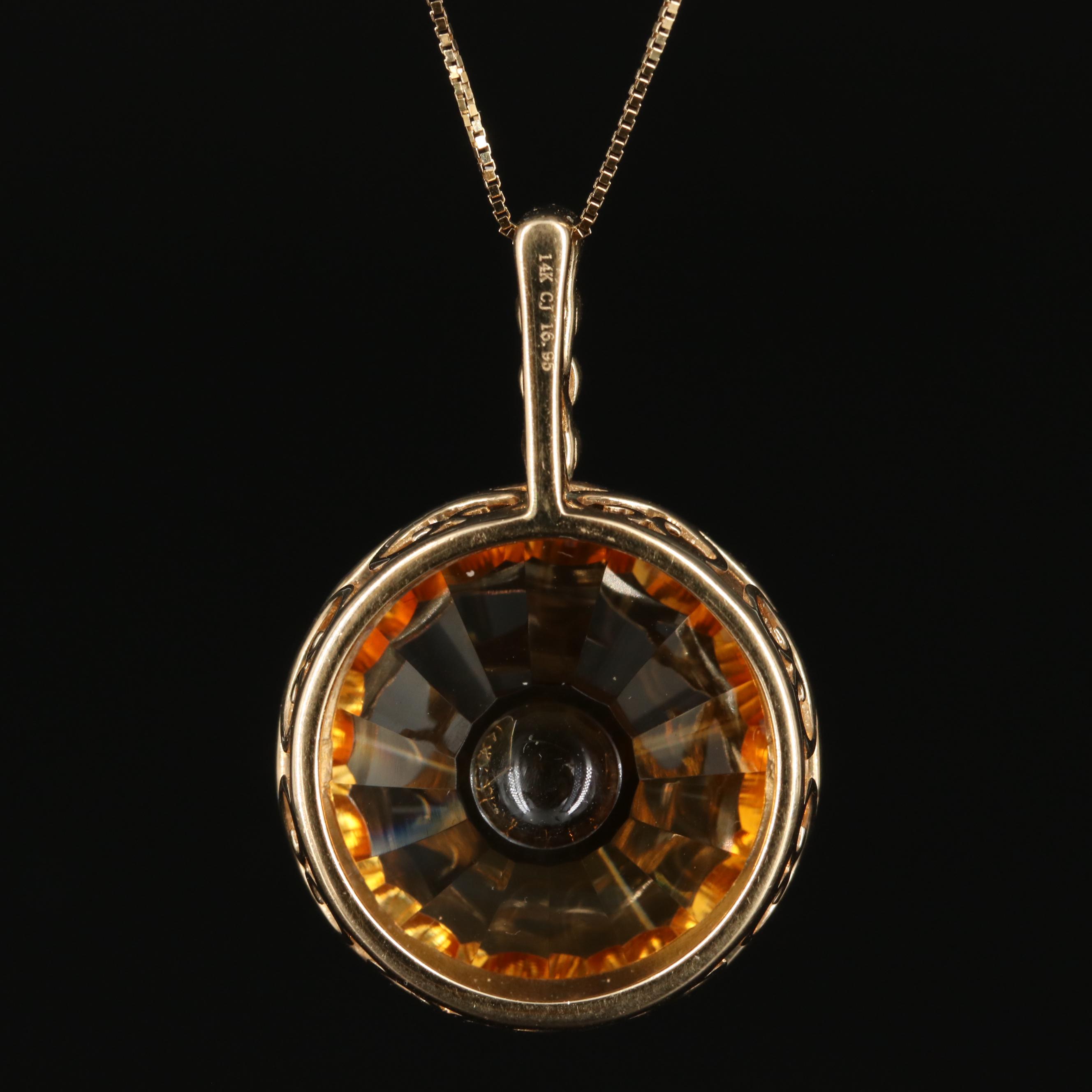 Cirari 14K Citrine and Diamond Pendant Necklace