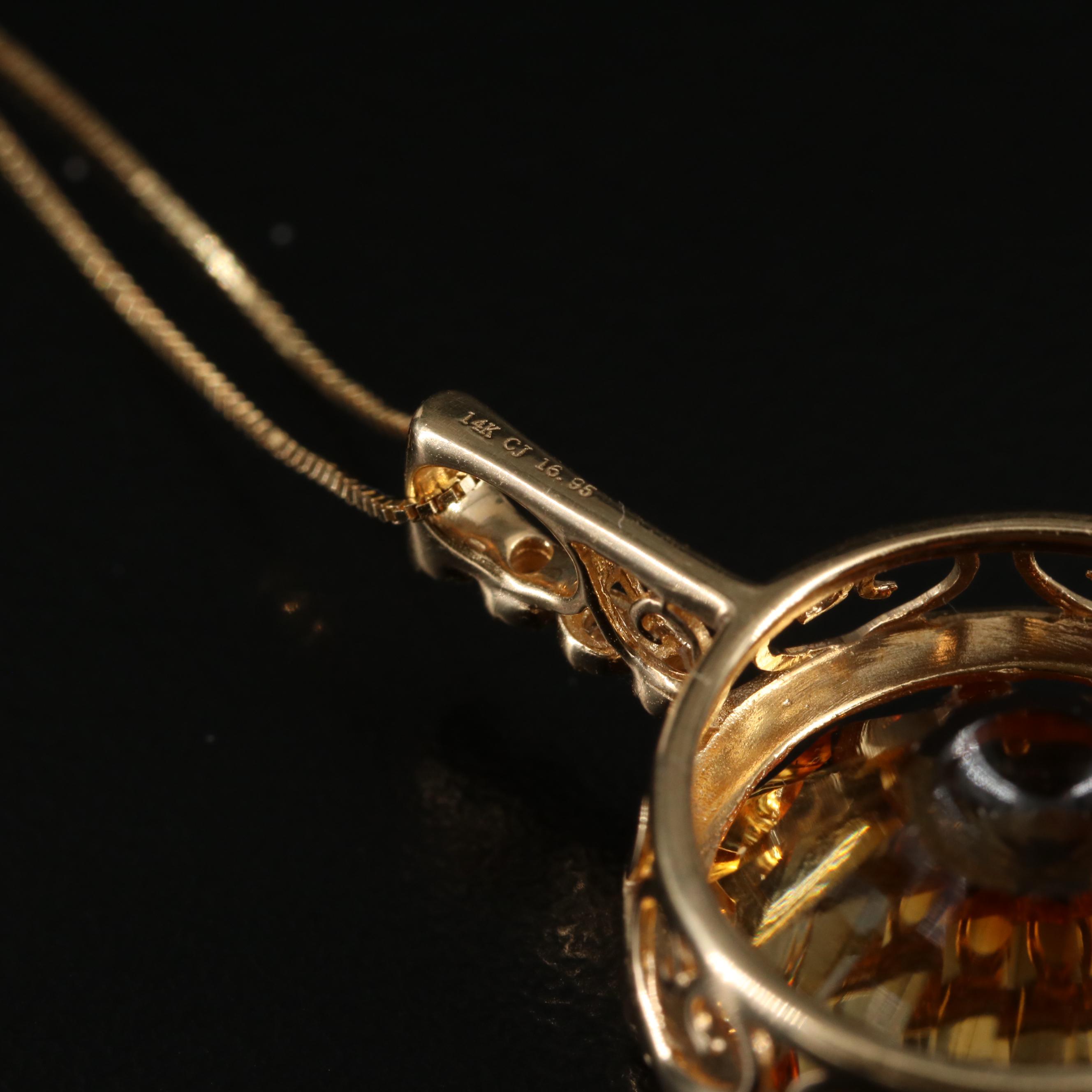 Cirari 14K Citrine and Diamond Pendant Necklace
