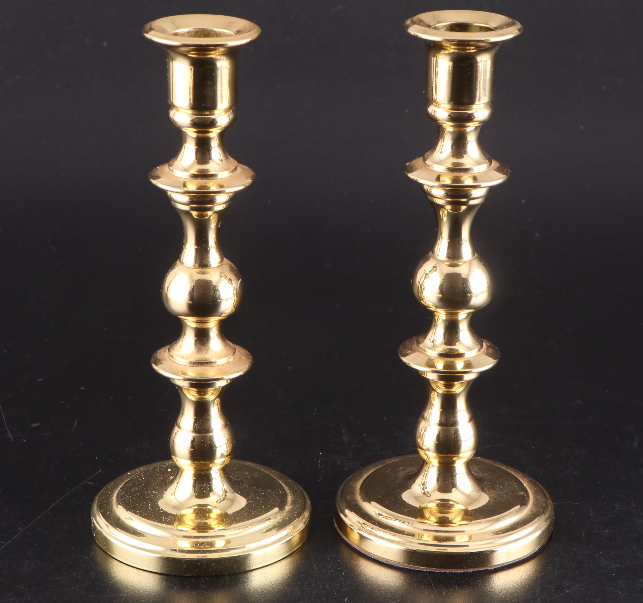 Baldwin and Other Lacquered Brass Candlesticks and Baldwin Candelabra