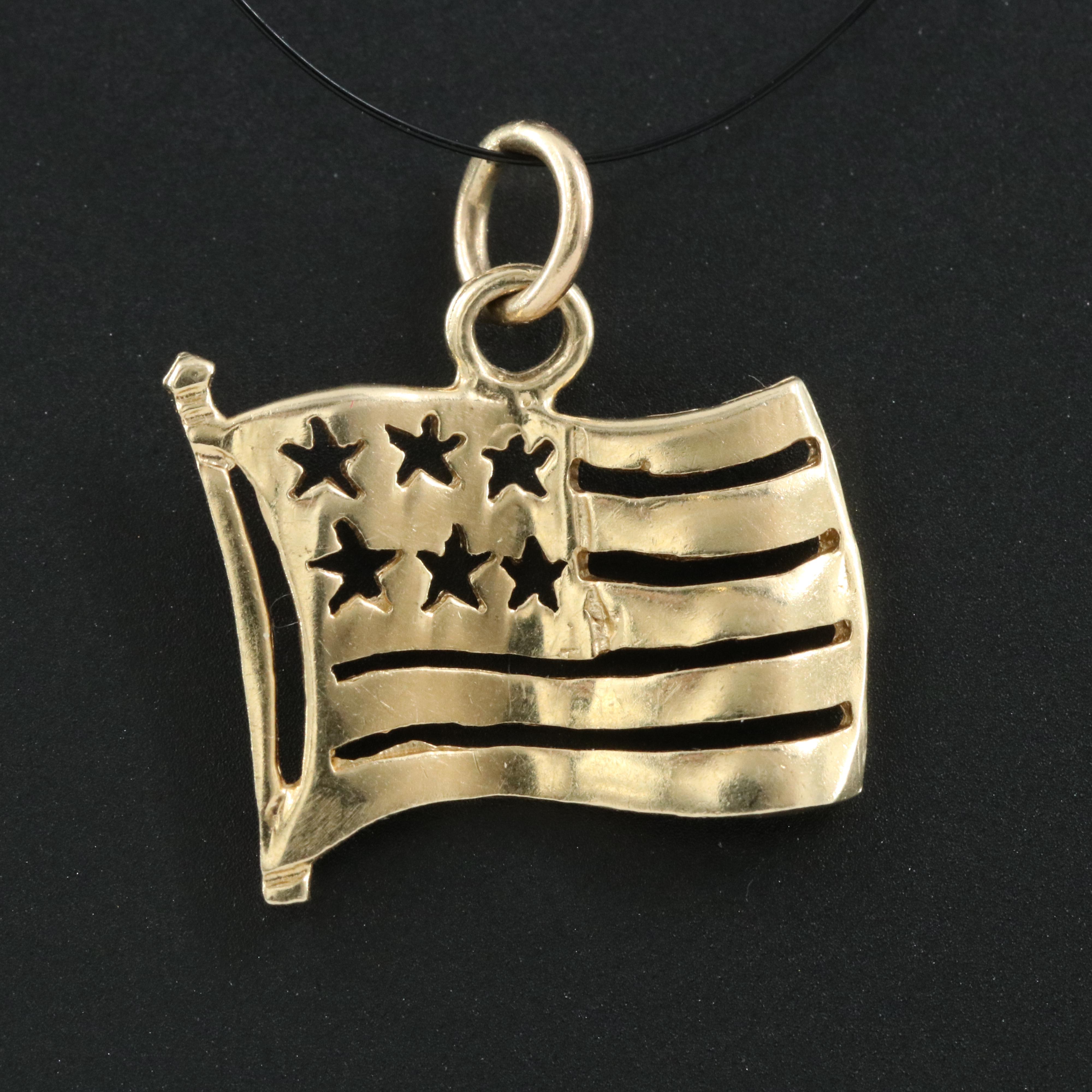 14K American Flag Pendant