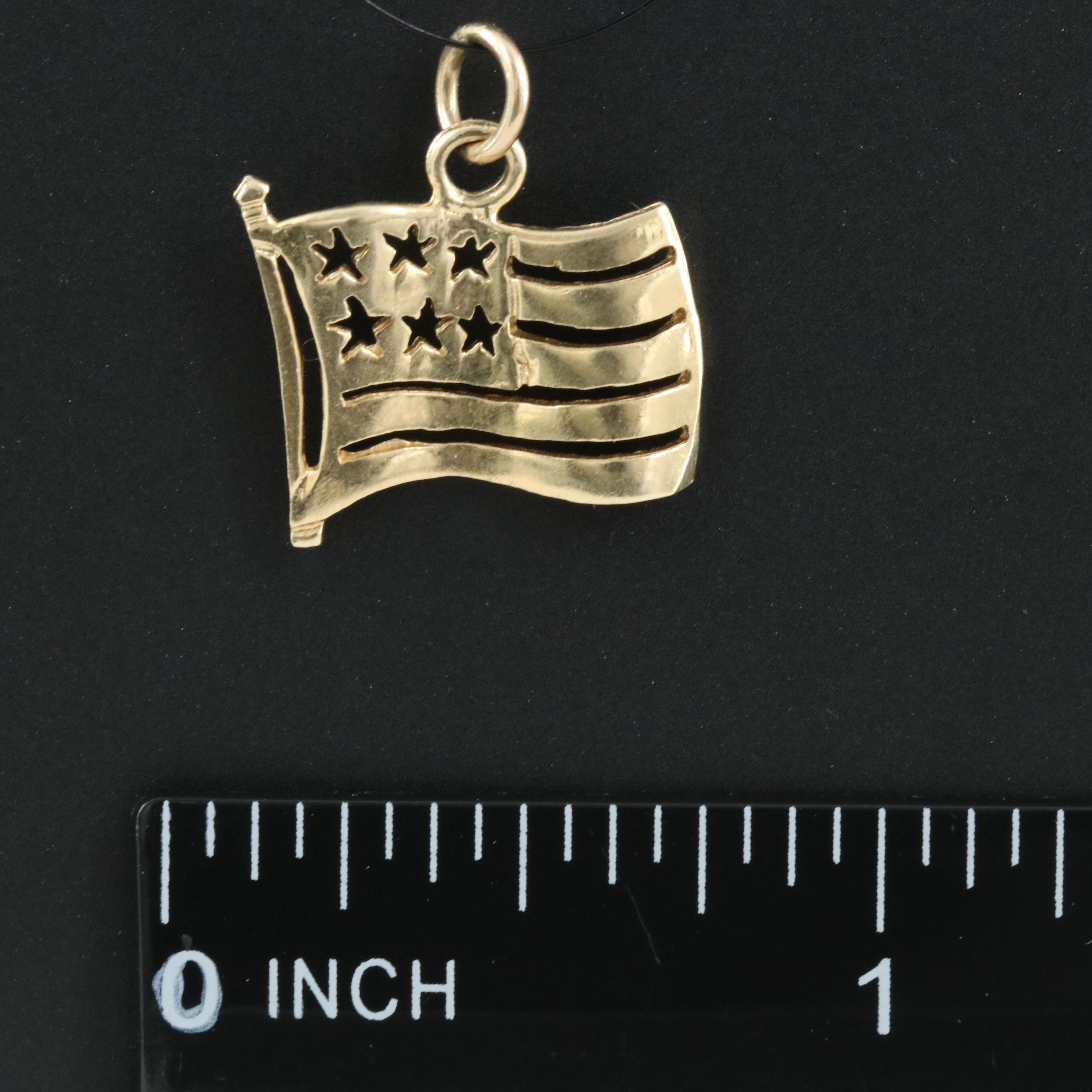14K American Flag Pendant