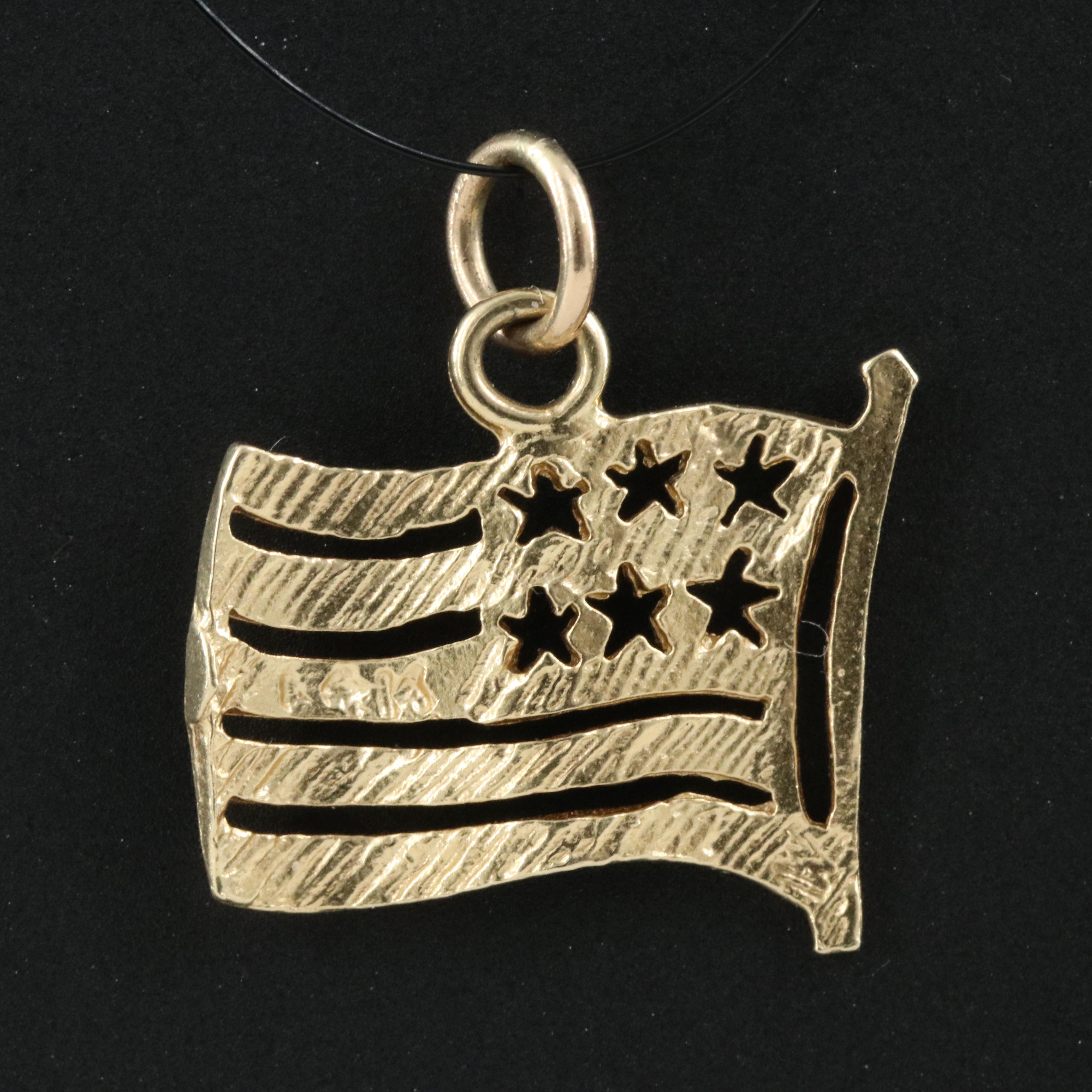 14K American Flag Pendant