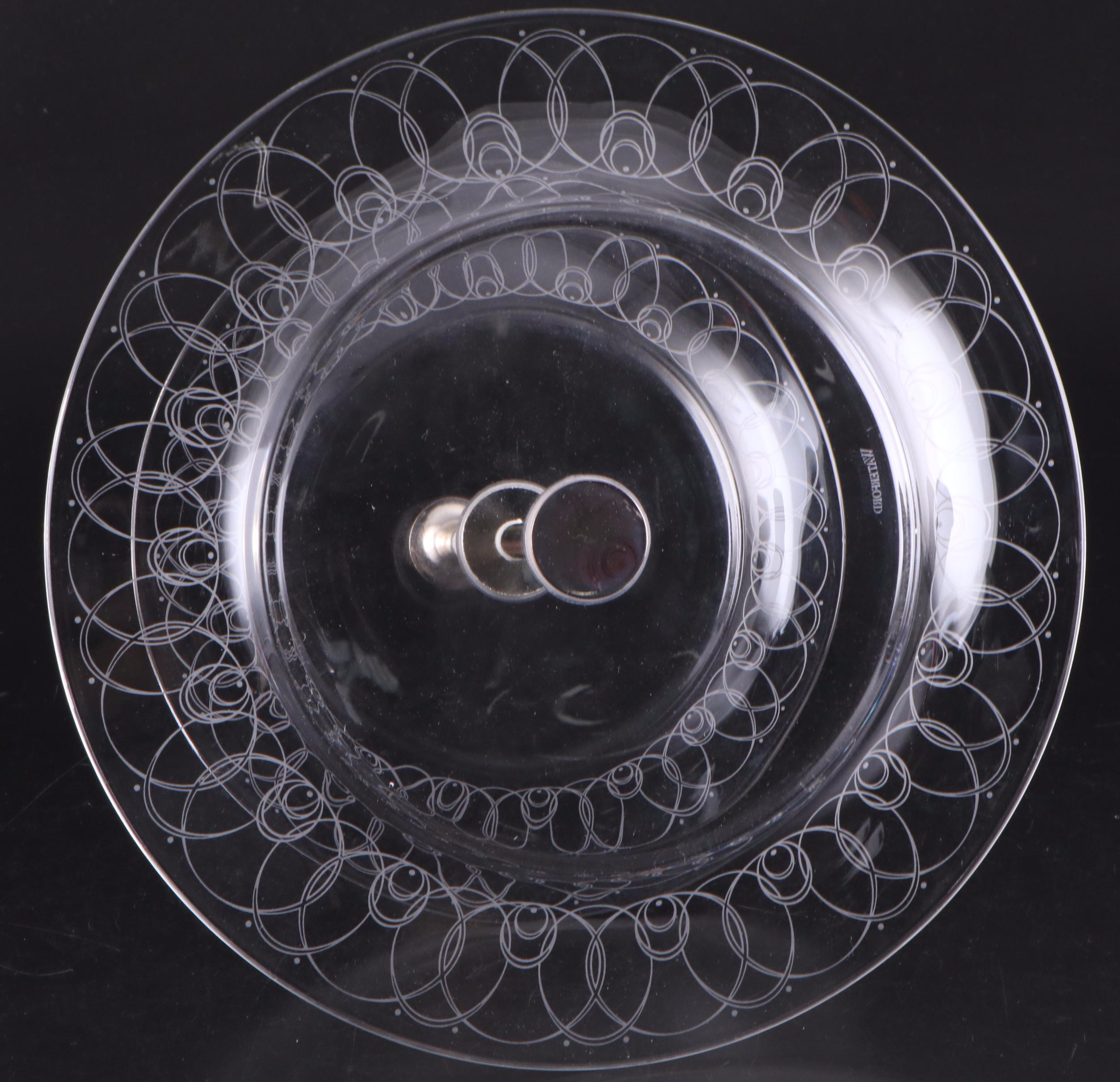 Belleek "Shamrock" Porcelain Mantel Clock with Waterford Glass Two-Tiered Tray