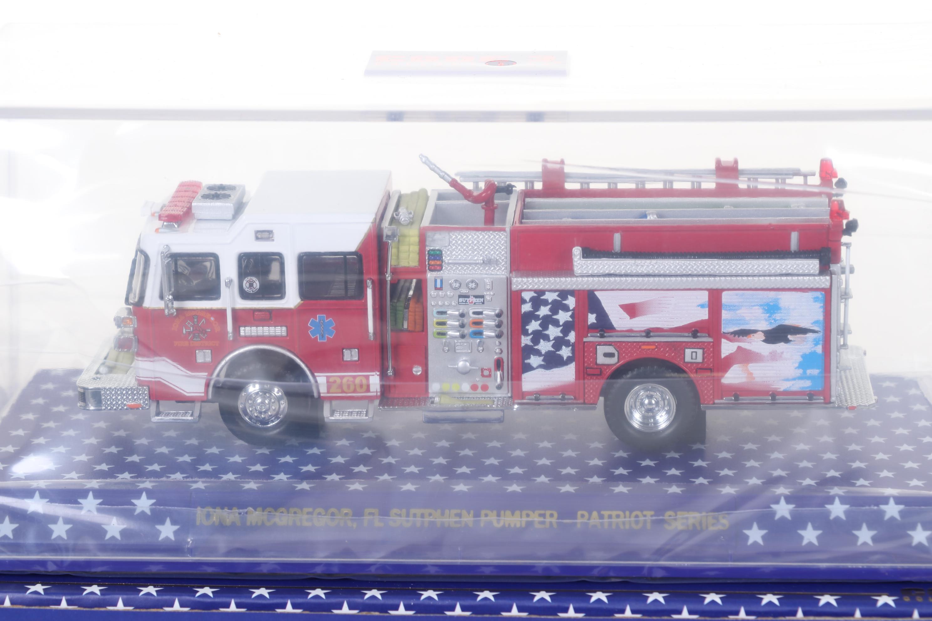 Four Code 3 Limited Edition Die Cast 1/64 Scale Fire Trucks, 21st Century