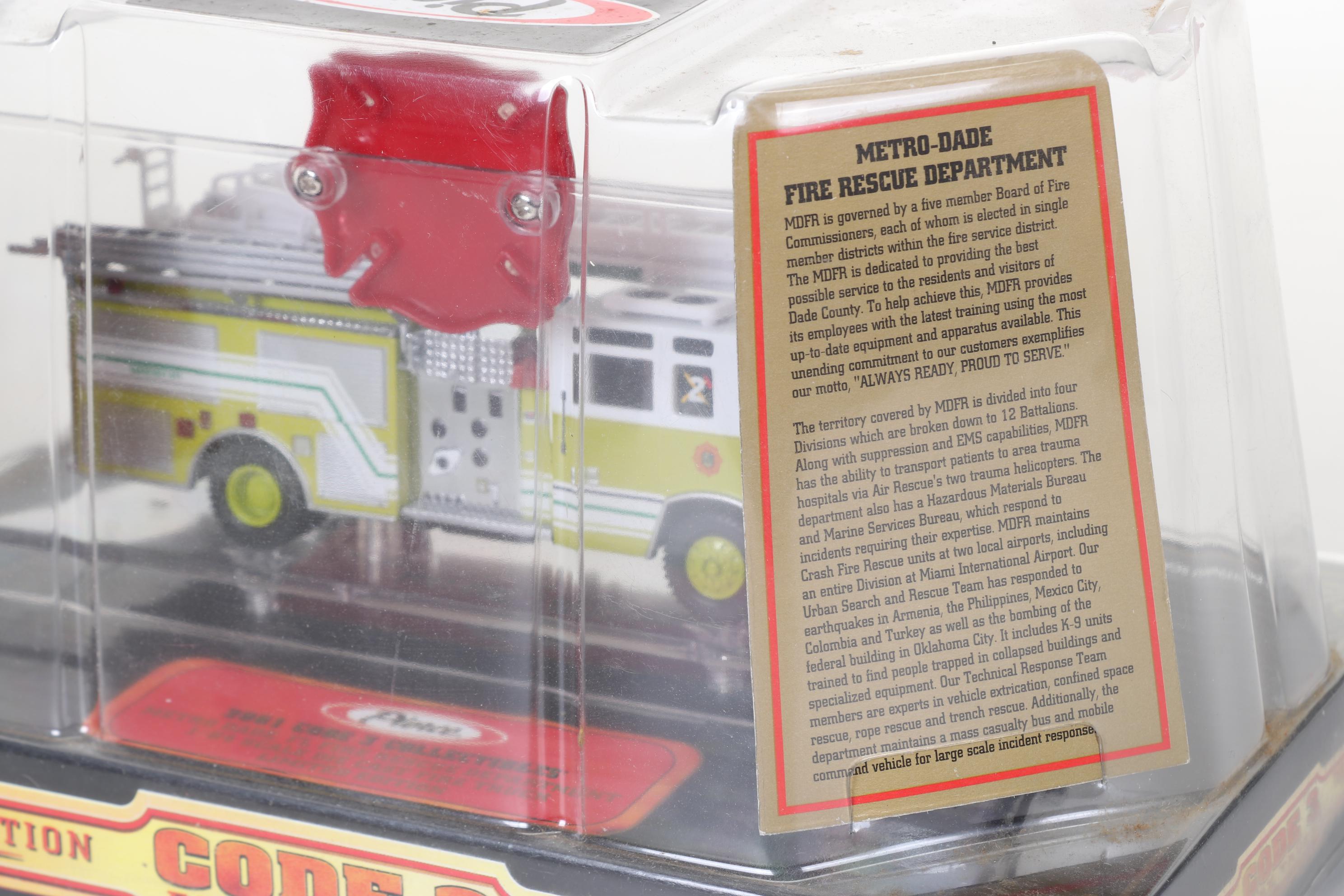 Four Code 3 Limited Edition Die Cast 1/64 Scale Fire Trucks, 21st Century