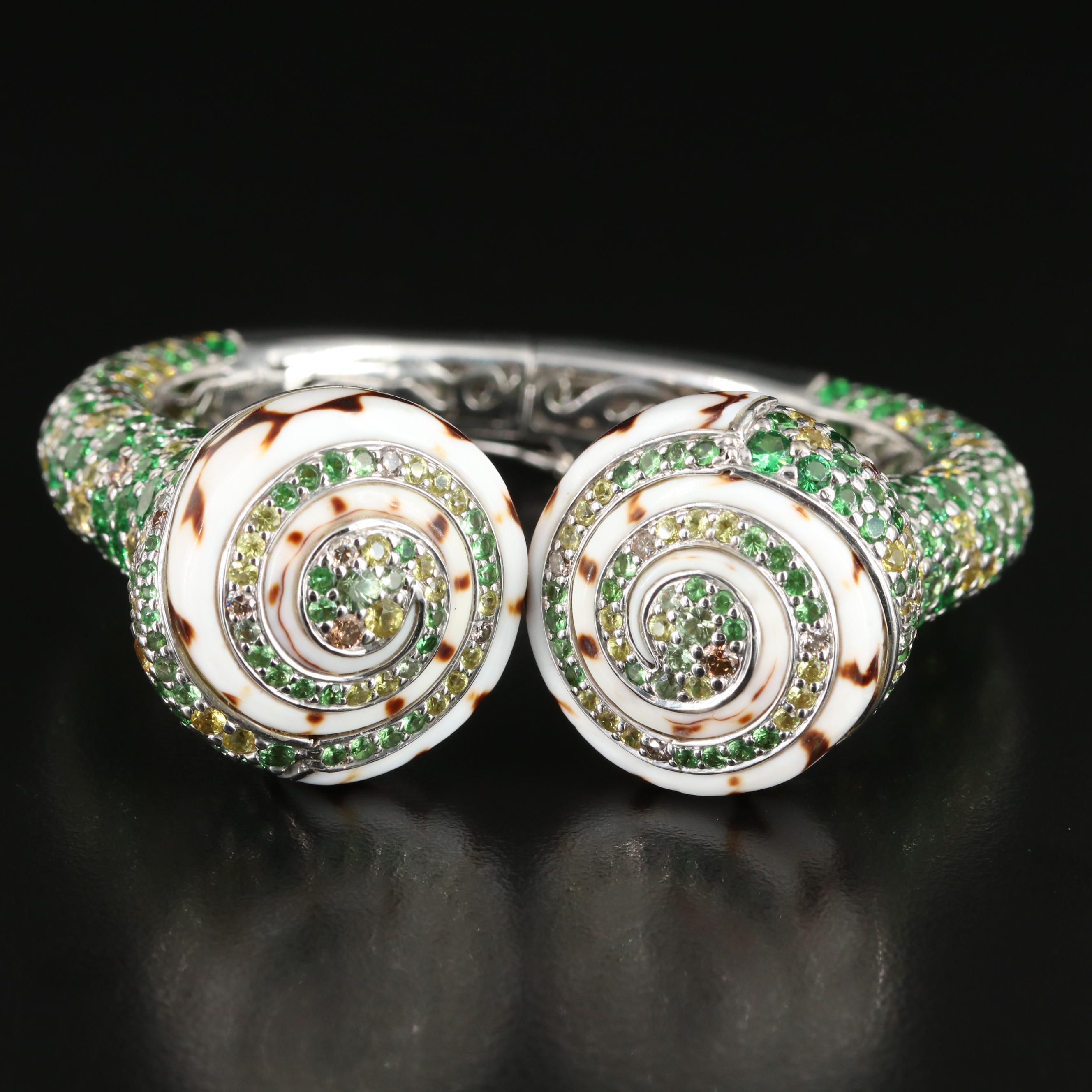 John Hardy 18K "Cinta" Gemstone Kick Cuff Bracelet with Diamonds