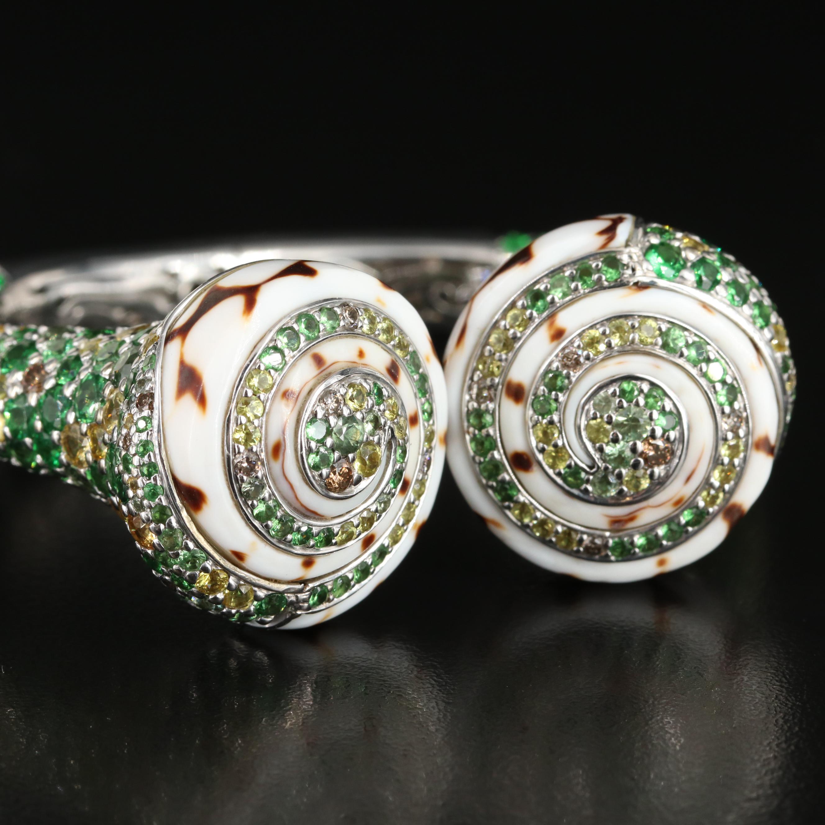 John Hardy 18K "Cinta" Gemstone Kick Cuff Bracelet with Diamonds