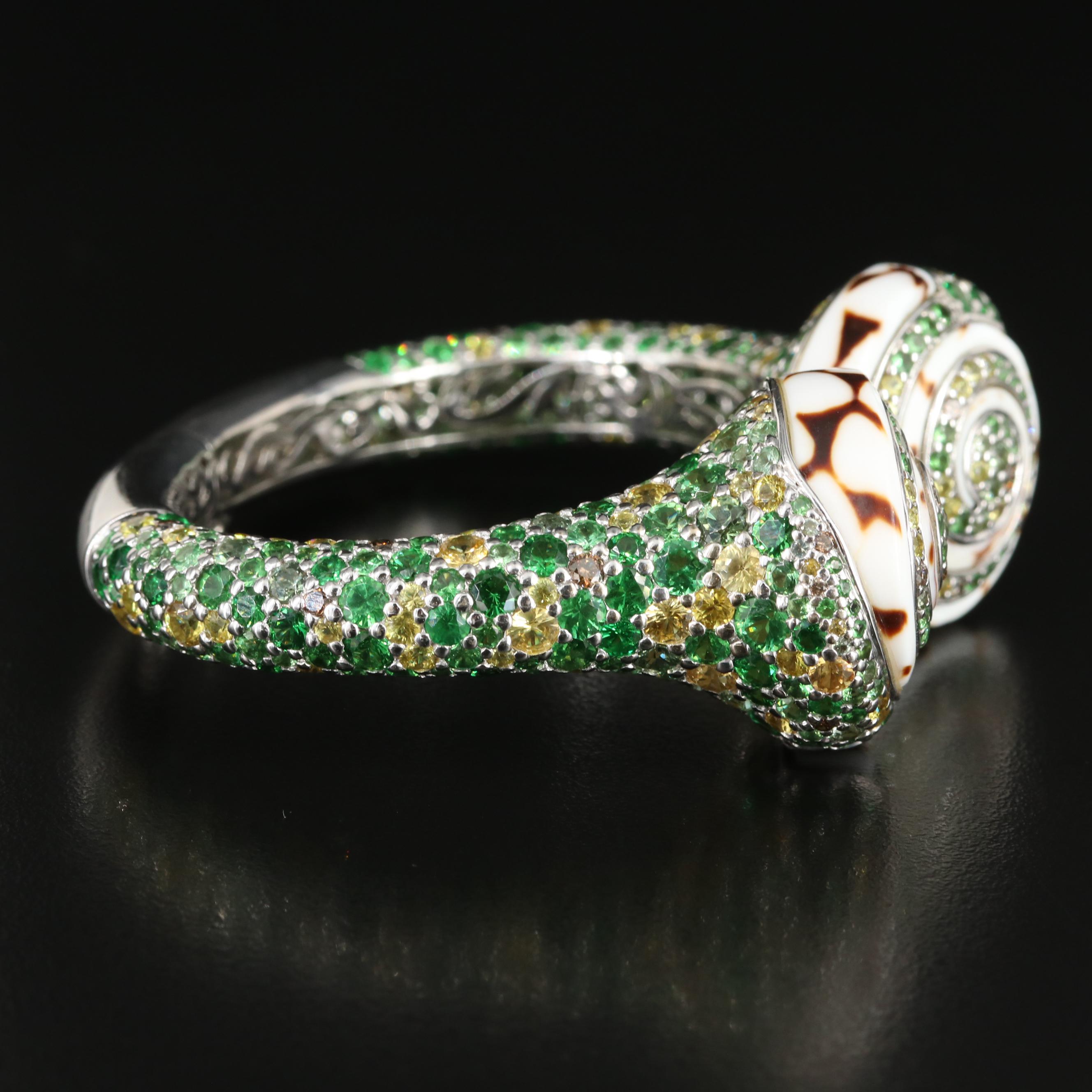 John Hardy 18K "Cinta" Gemstone Kick Cuff Bracelet with Diamonds