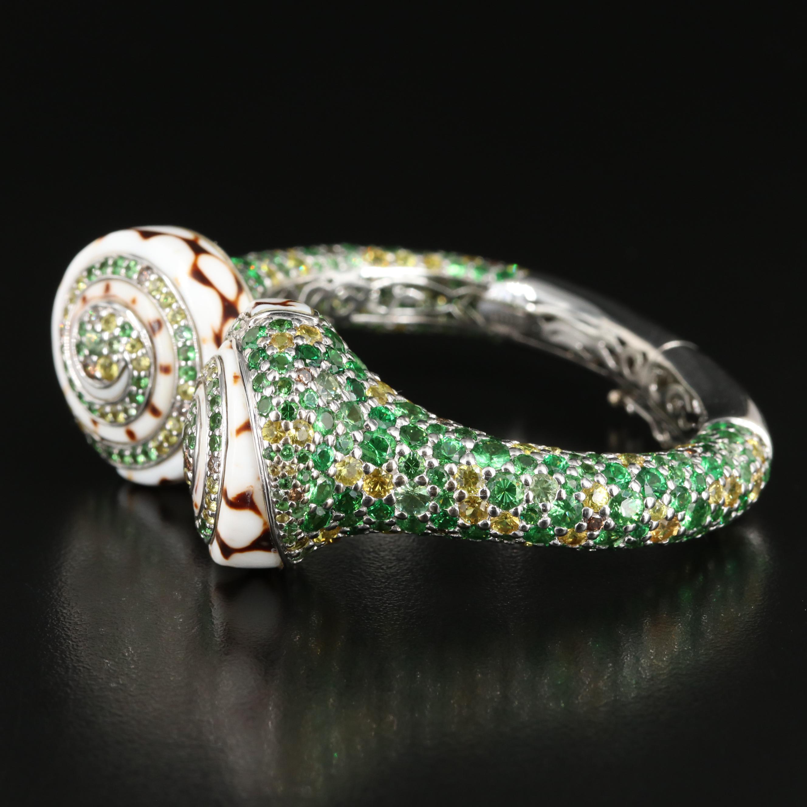 John Hardy 18K "Cinta" Gemstone Kick Cuff Bracelet with Diamonds