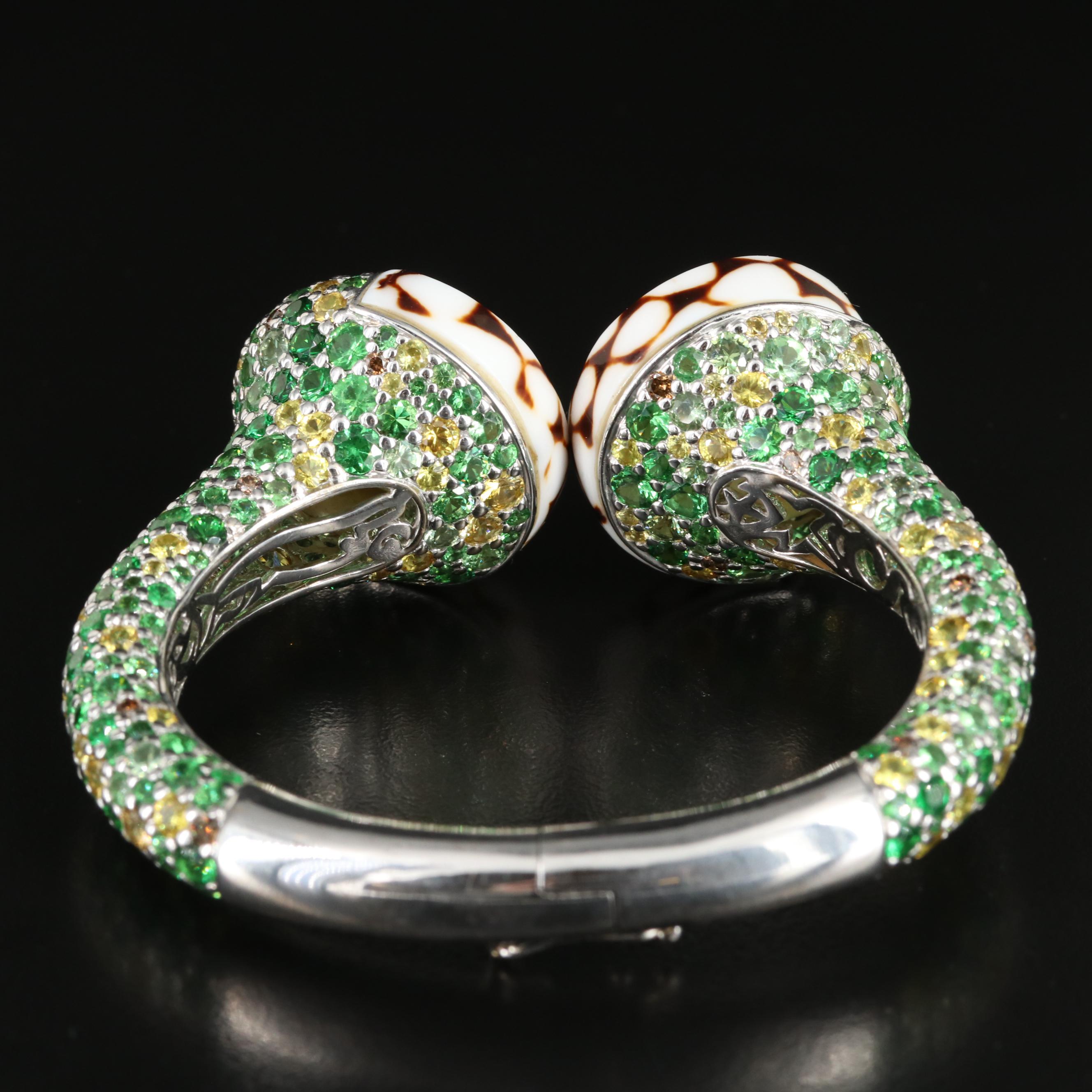 John Hardy 18K "Cinta" Gemstone Kick Cuff Bracelet with Diamonds