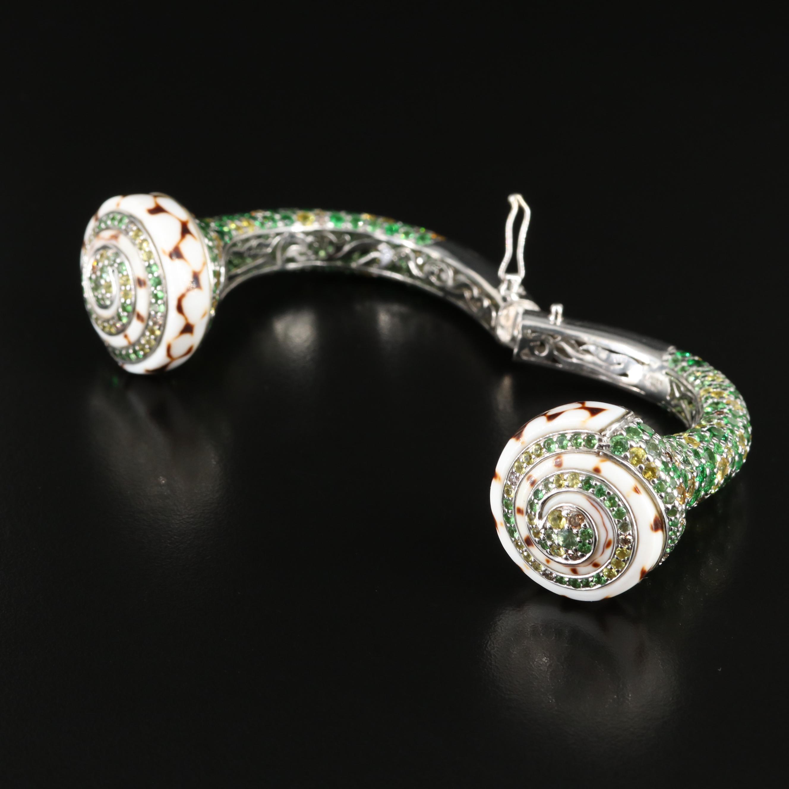 John Hardy 18K "Cinta" Gemstone Kick Cuff Bracelet with Diamonds