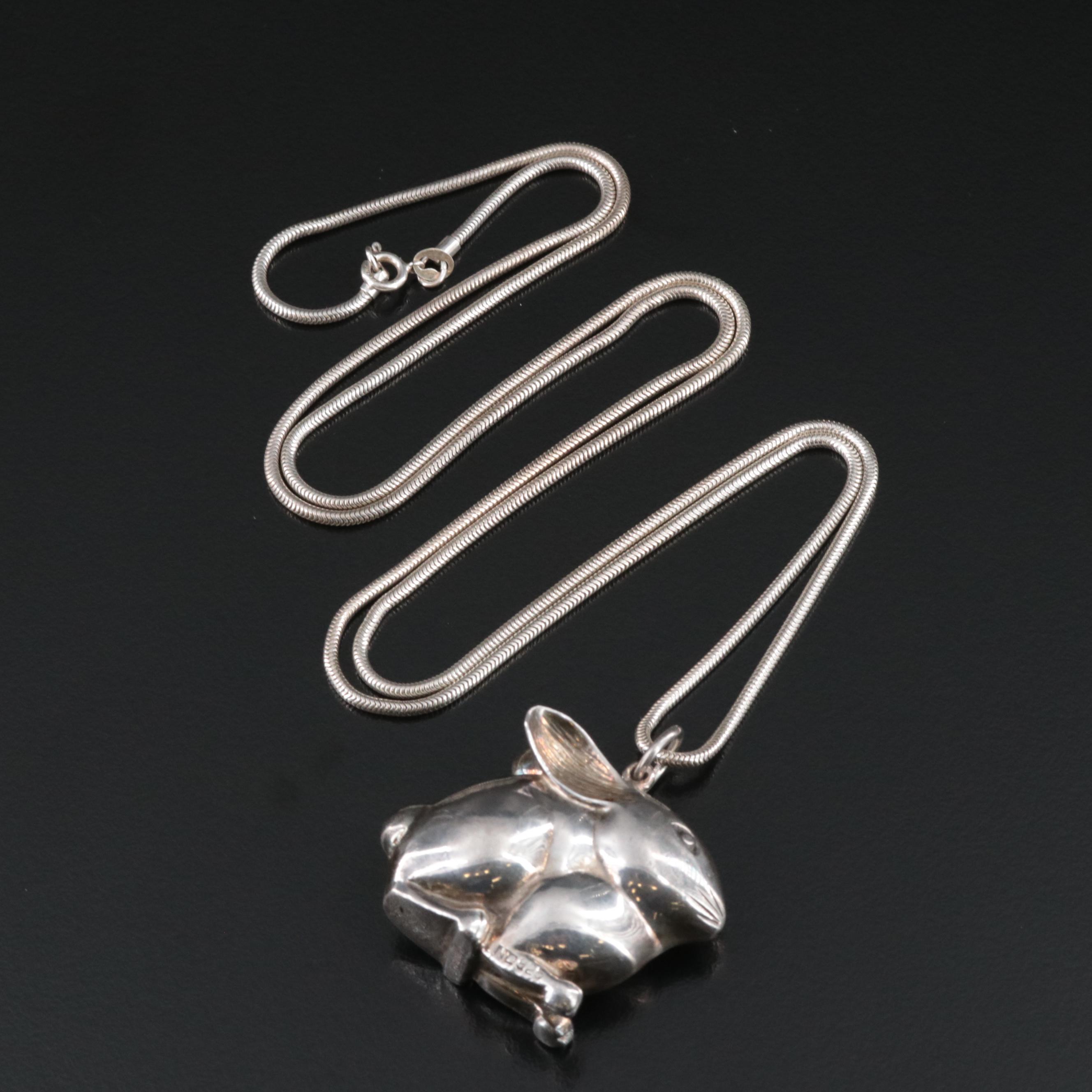 Sterling Rabbit Pendant Necklace