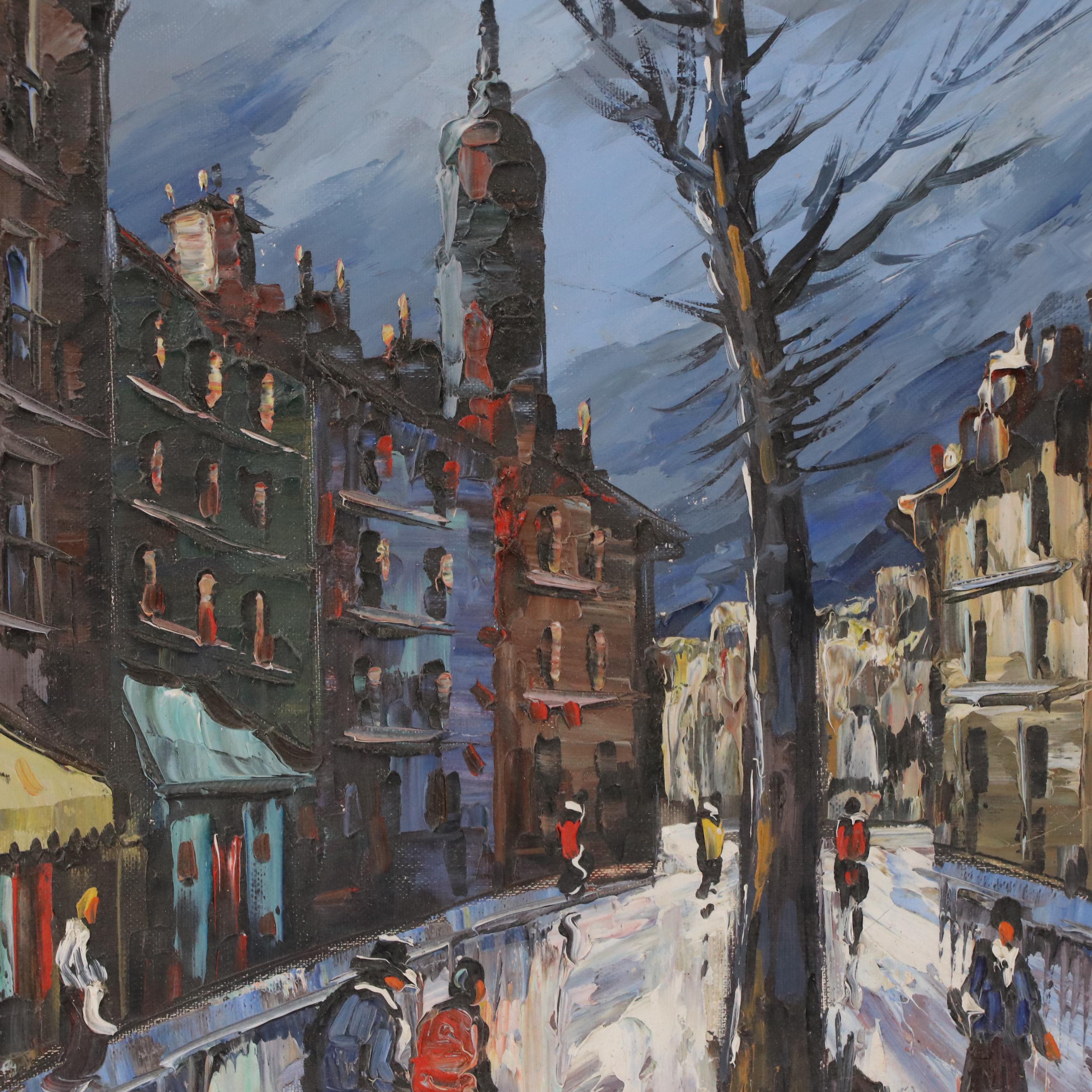 Gay Candelis European Street Scene Oil Painting