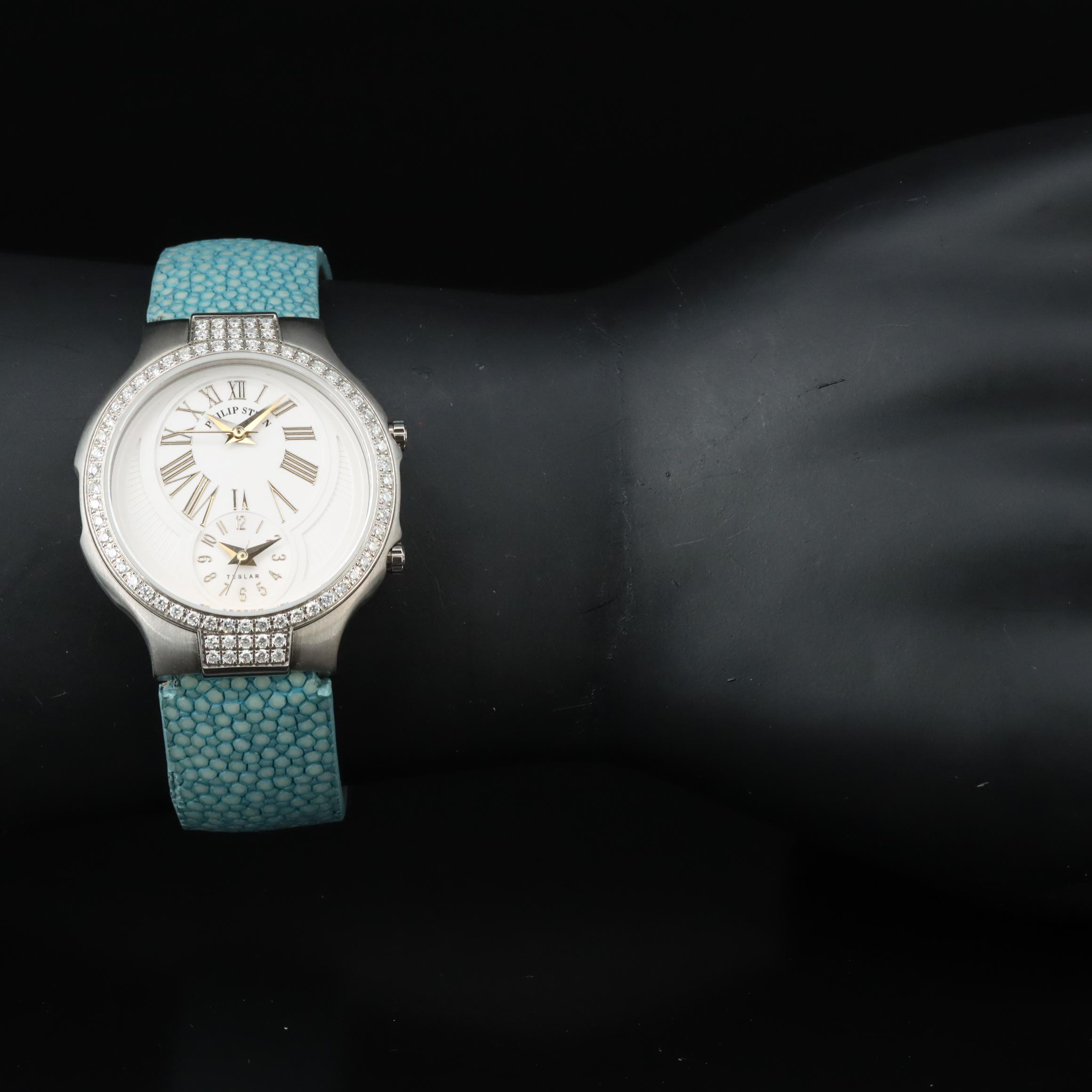 Philip Stein Teslar 1.00 CTW Diamond Dual Time Watch