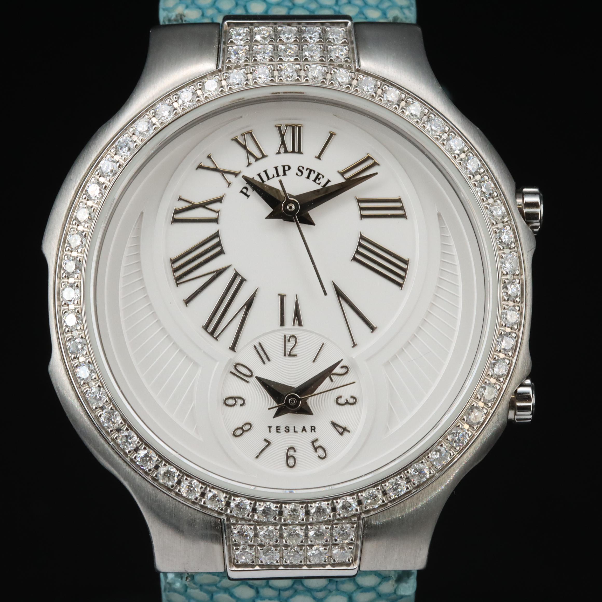 Philip Stein Teslar 1.00 CTW Diamond Dual Time Watch