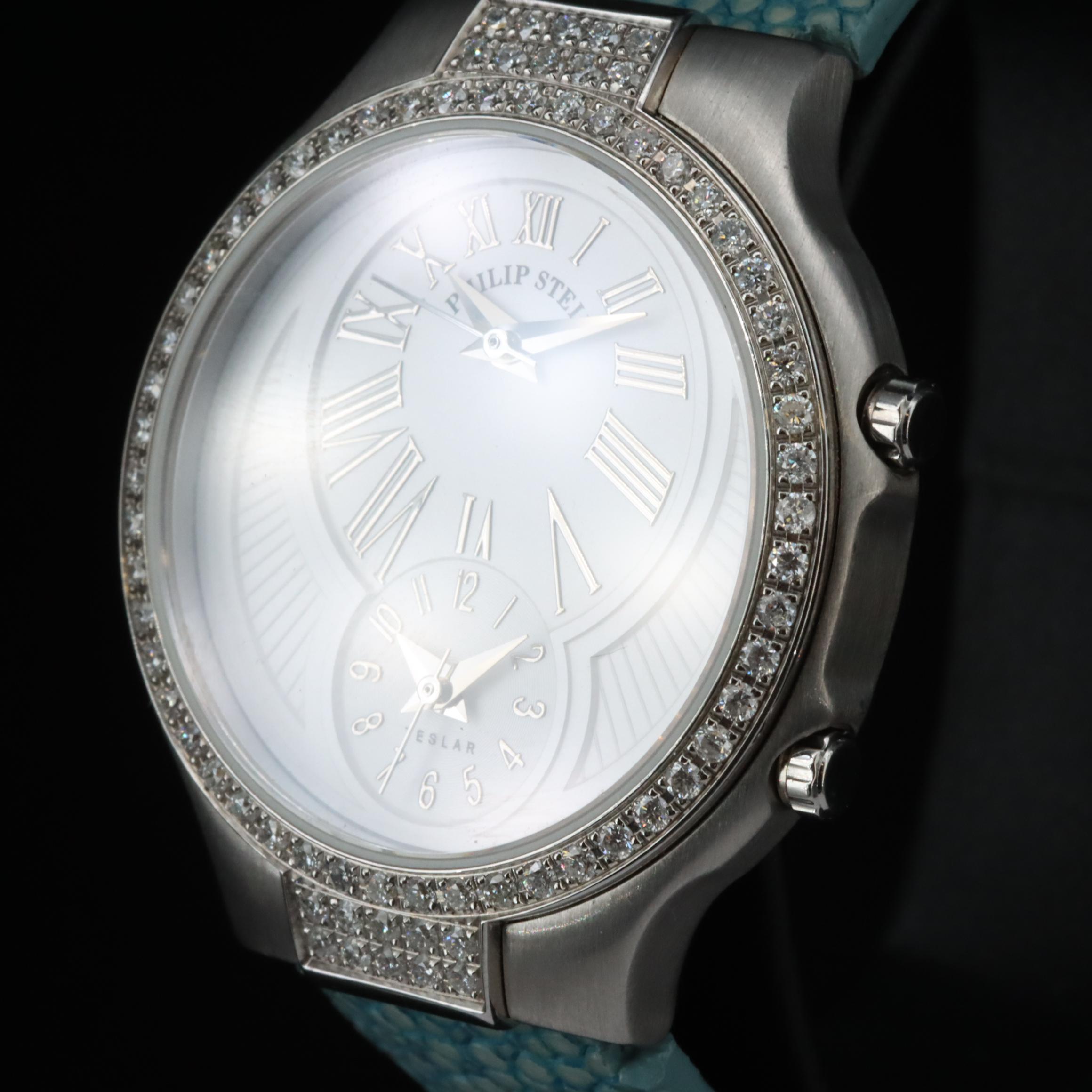 Philip Stein Teslar 1.00 CTW Diamond Dual Time Watch