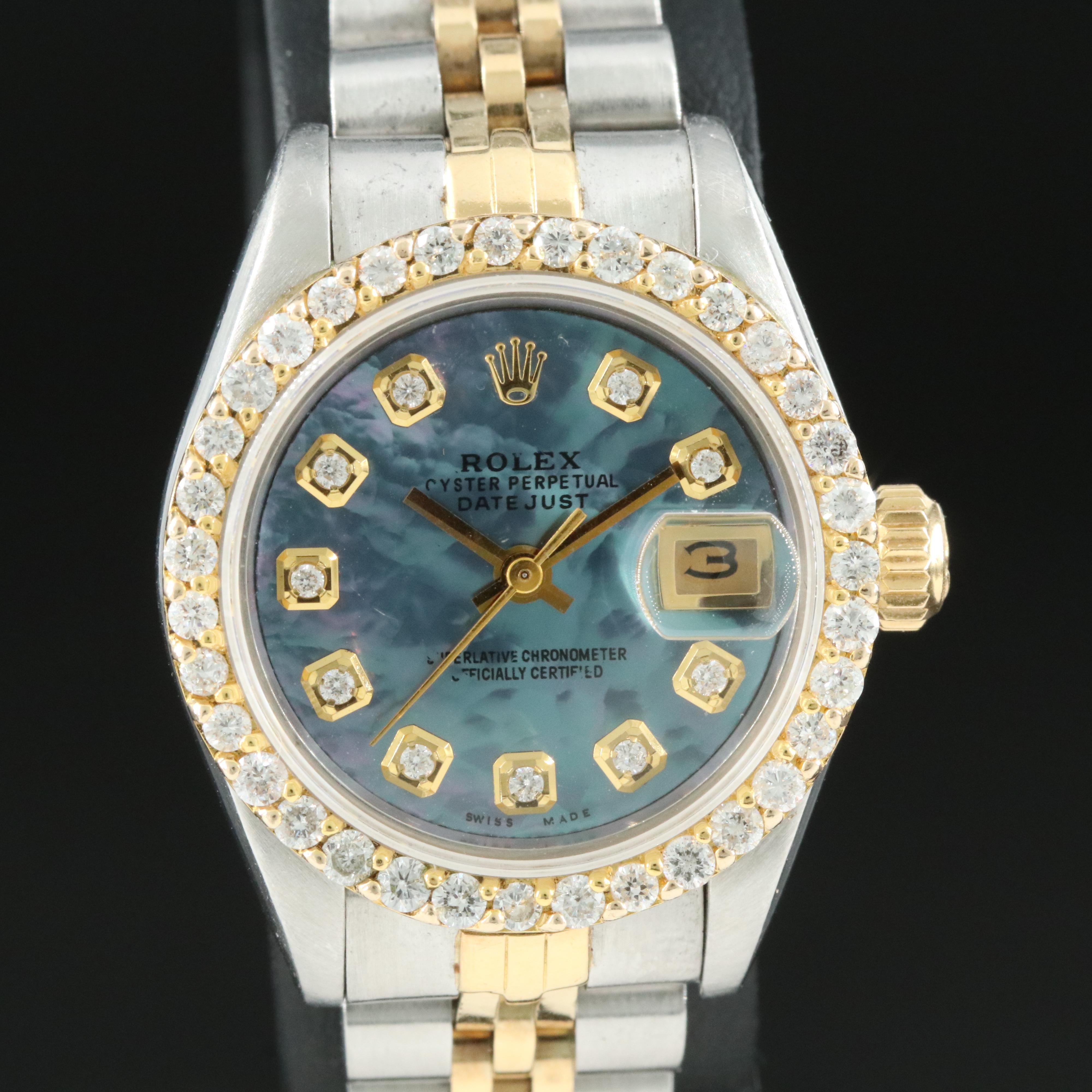 1984 Rolex Custom Diamond Dial and Bezel Datejust Watch