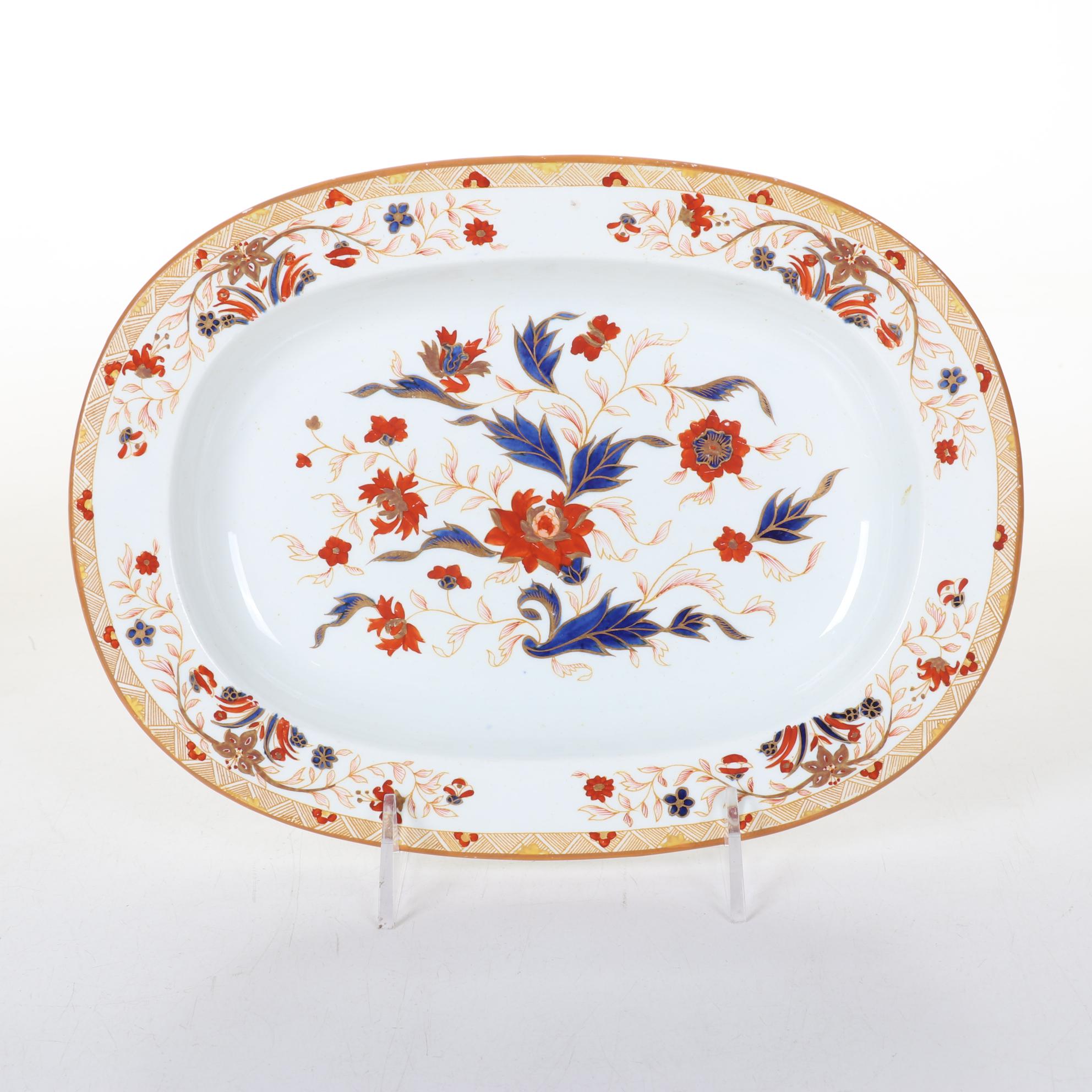 Antique Wedgwood "Japan" Collection, Platter, Plates & Deep Plates With Goblets