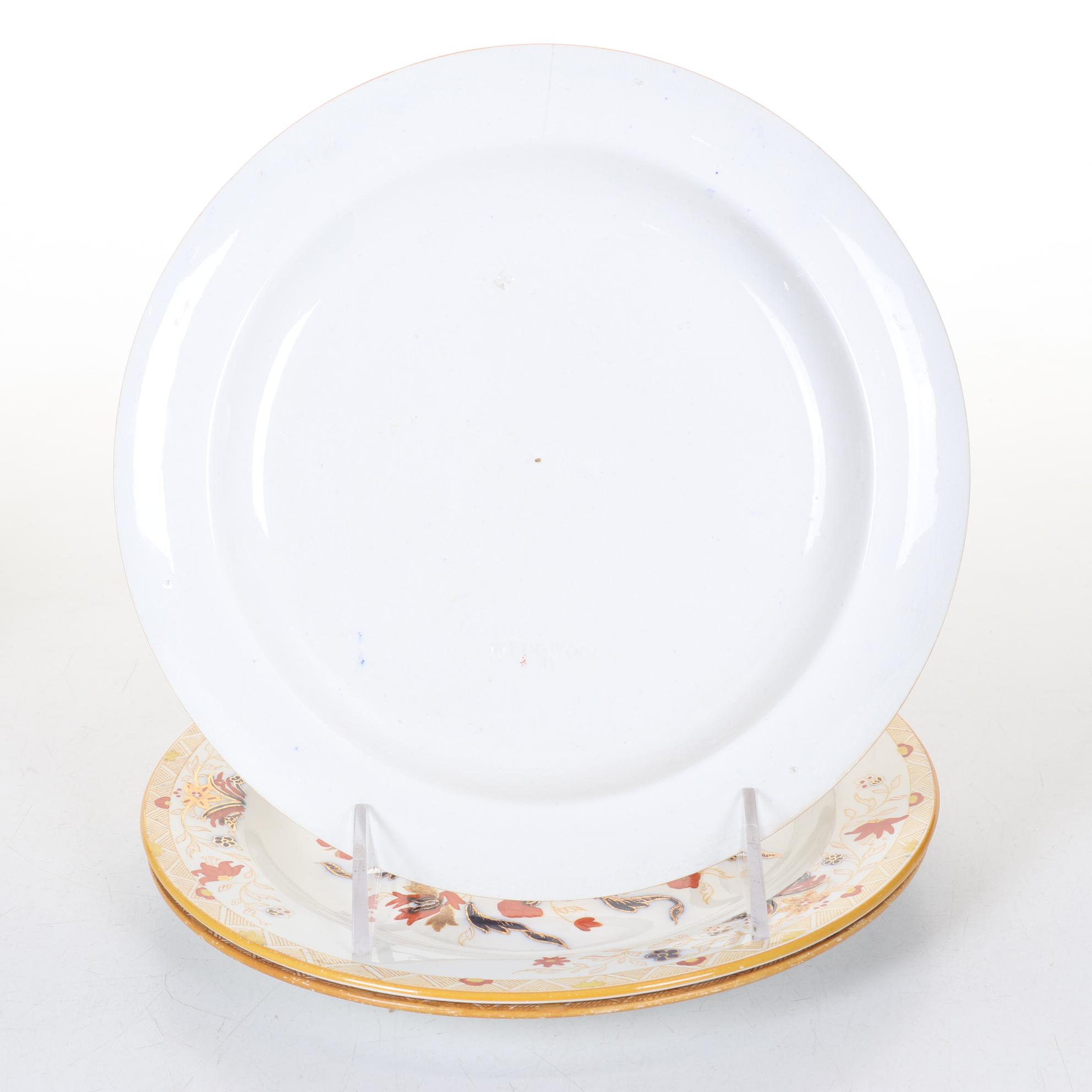 Antique Wedgwood "Japan" Collection, Platter, Plates & Deep Plates With Goblets