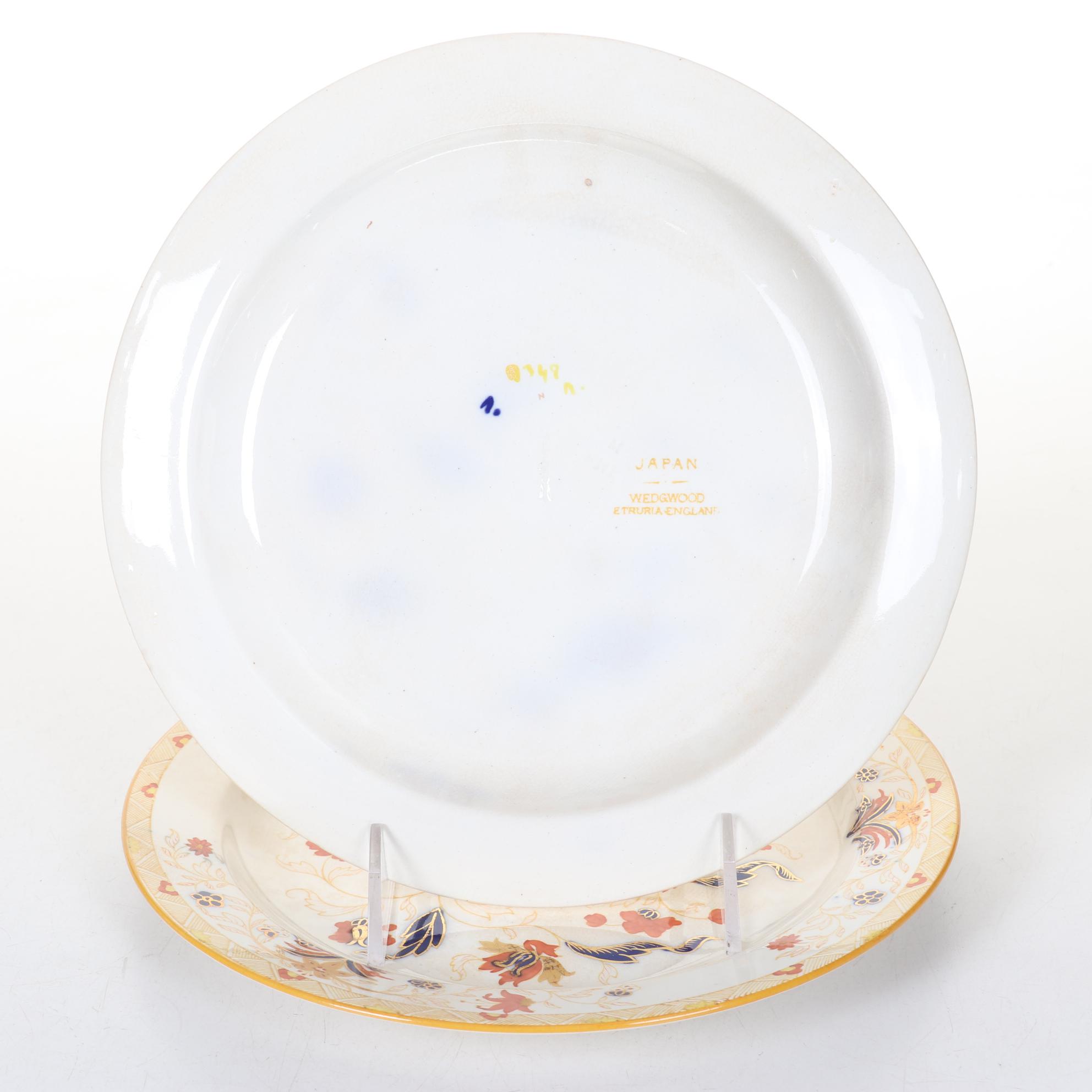 Antique Wedgwood "Japan" Collection, Platter, Plates & Deep Plates With Goblets