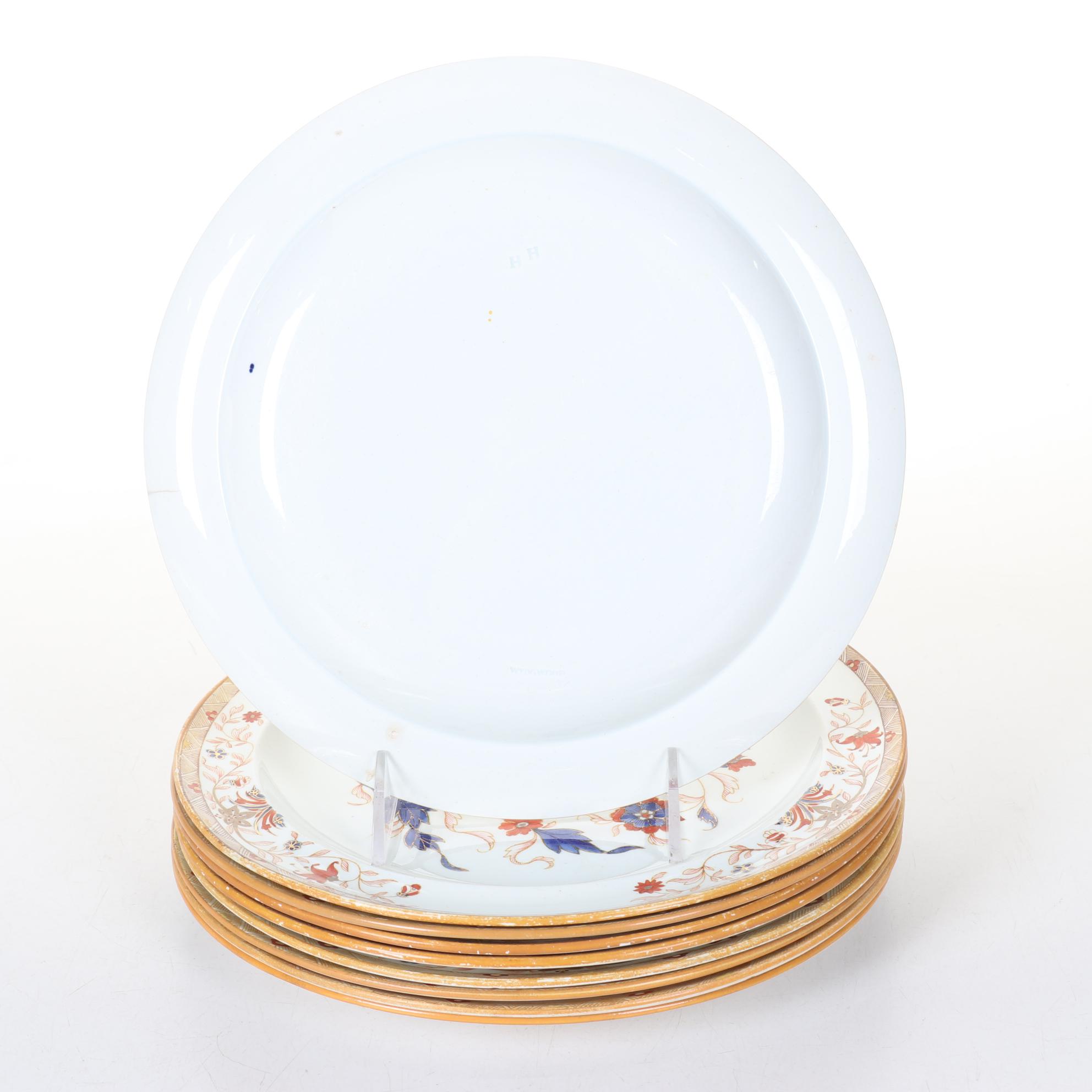 Antique Wedgwood "Japan" Collection, Platter, Plates & Deep Plates With Goblets