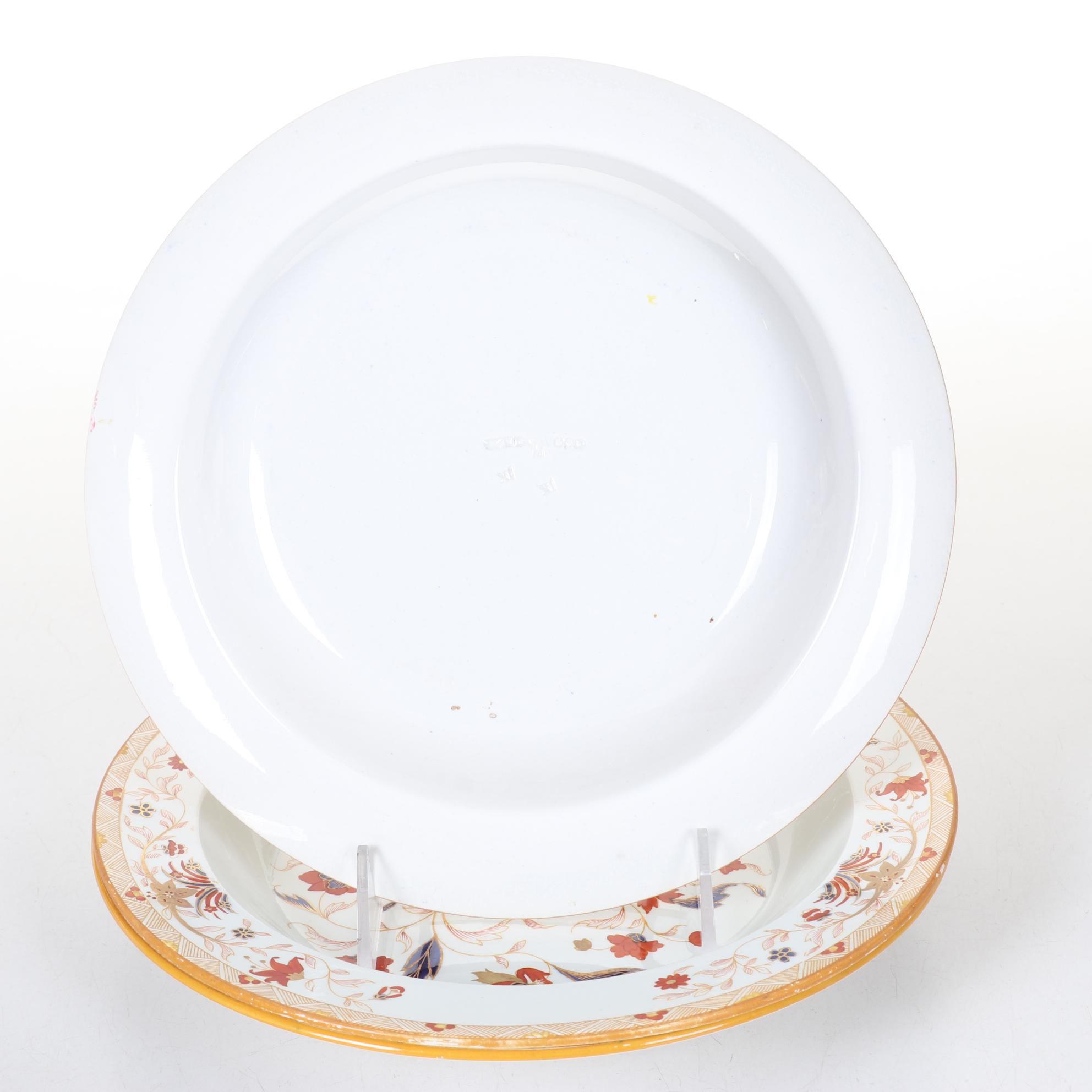 Antique Wedgwood "Japan" Collection, Platter, Plates & Deep Plates With Goblets