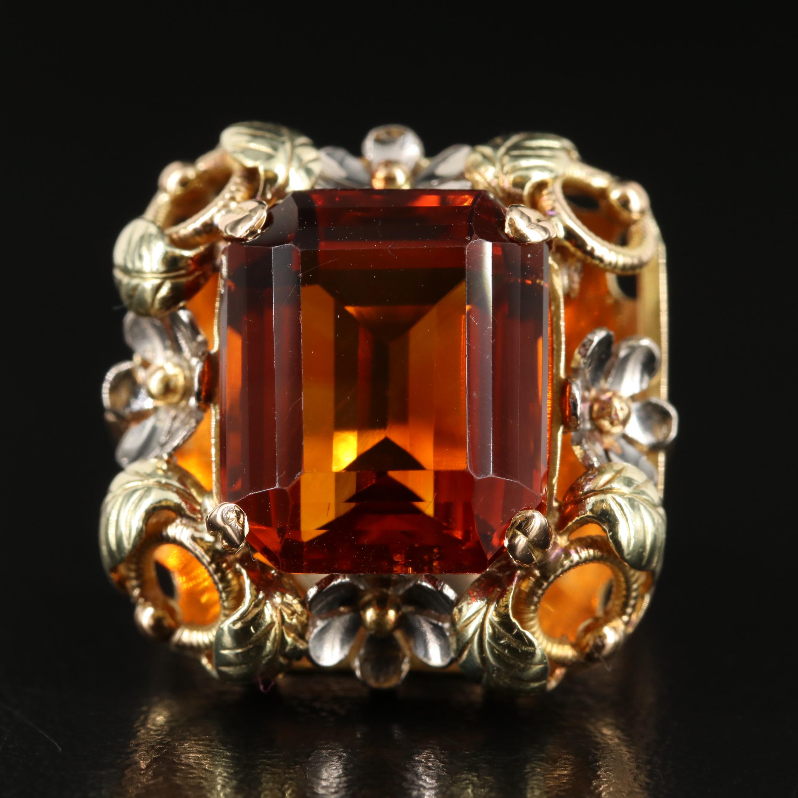 18K Citrine Floral Ring