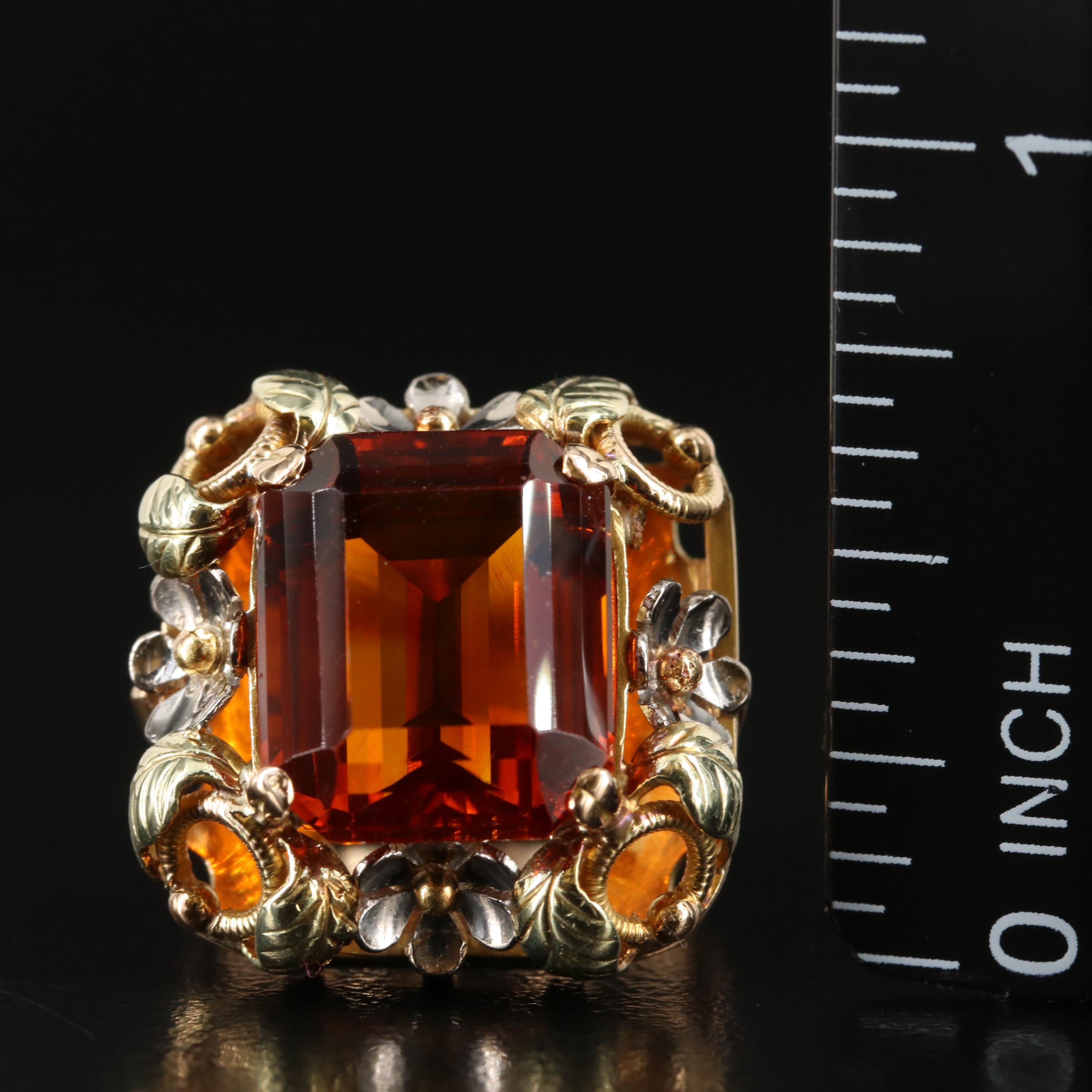 18K Citrine Floral Ring