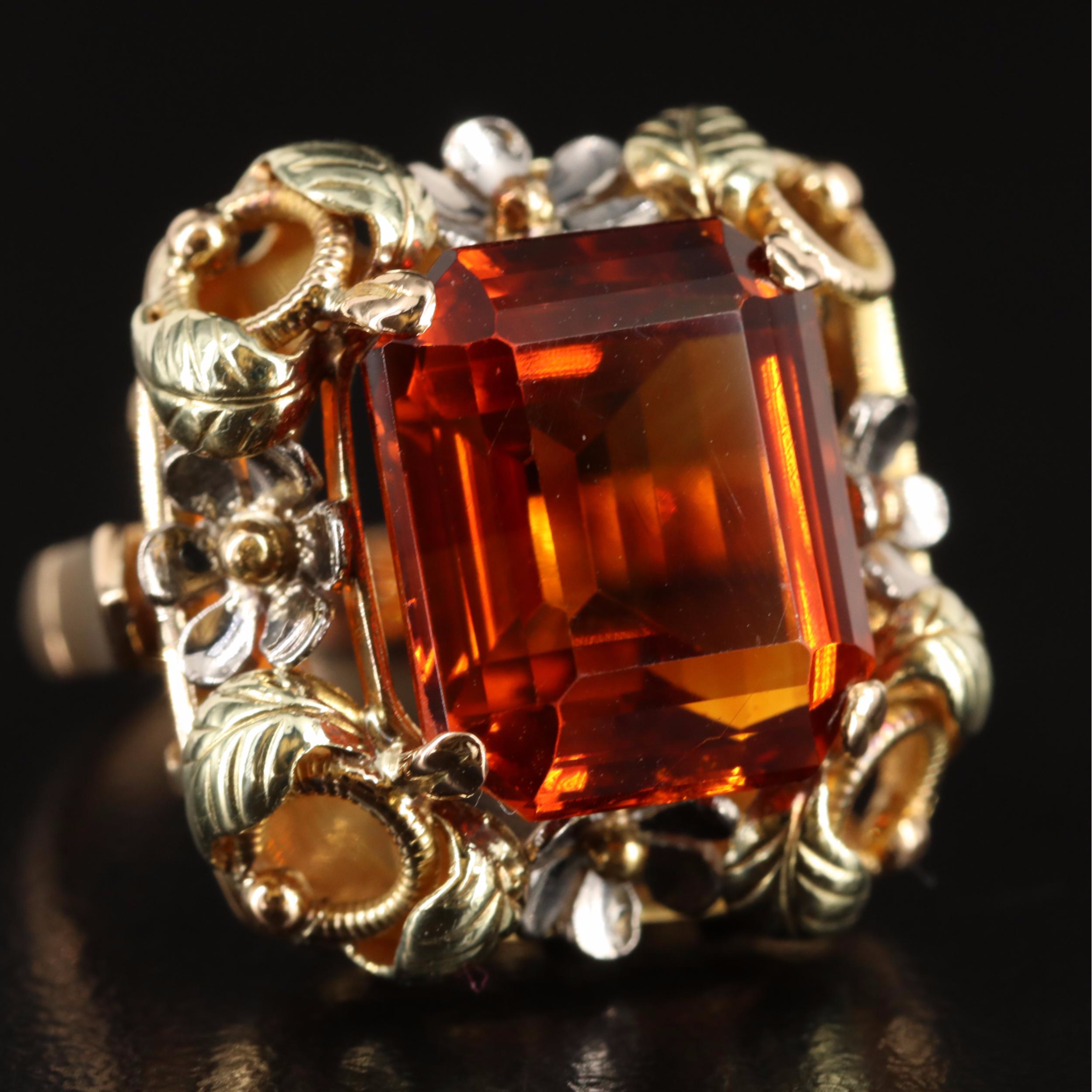 18K Citrine Floral Ring