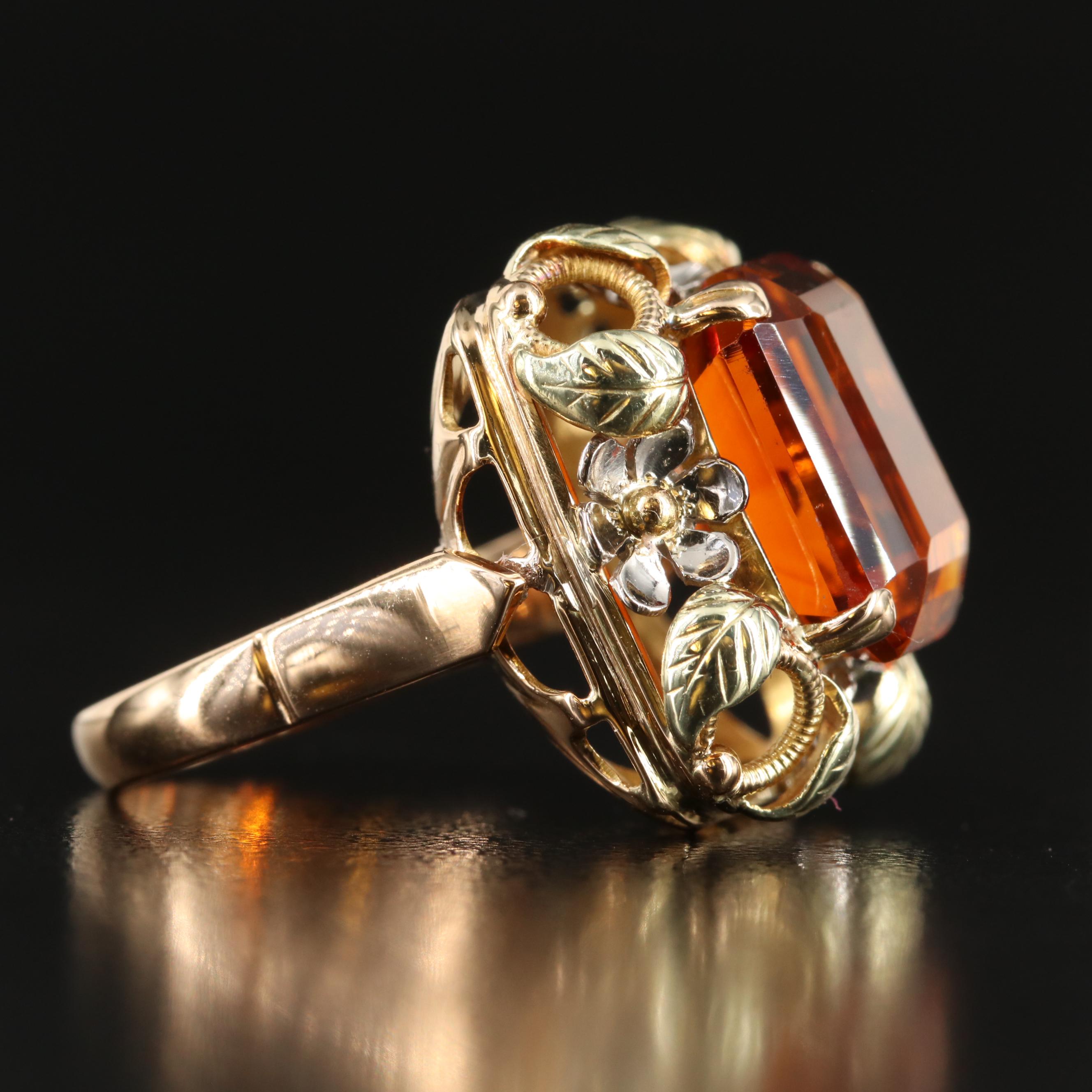 18K Citrine Floral Ring