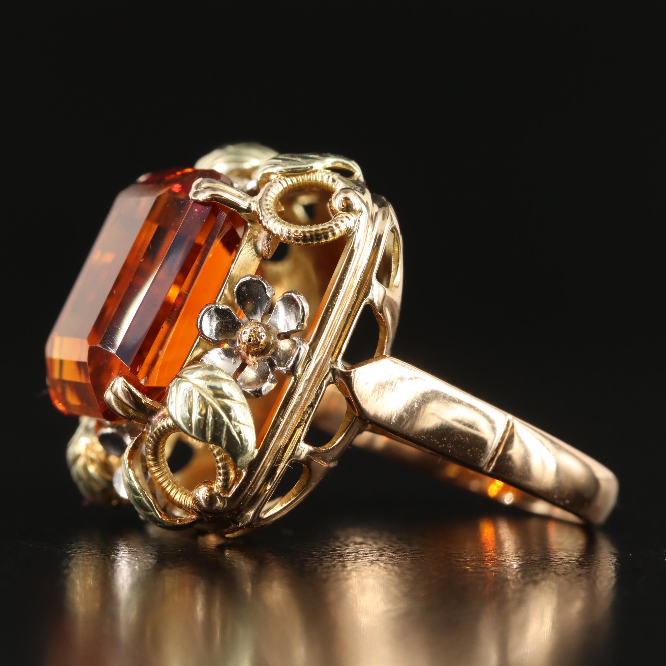 18K Citrine Floral Ring